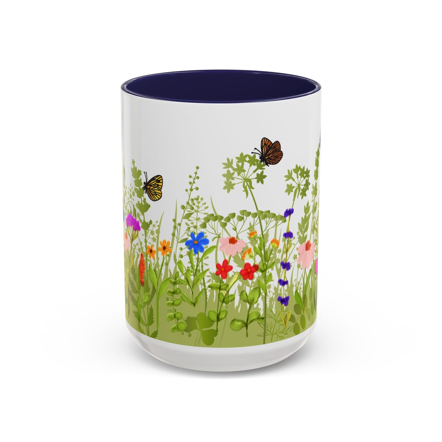 Watercolor Wildflower Mug - Botanical Floral Coffee Mug - Gift for Moms, Gardeners, Art Lovers, Spring & Easter - Ceramic Mug with Color Inside (11oz, 15oz)