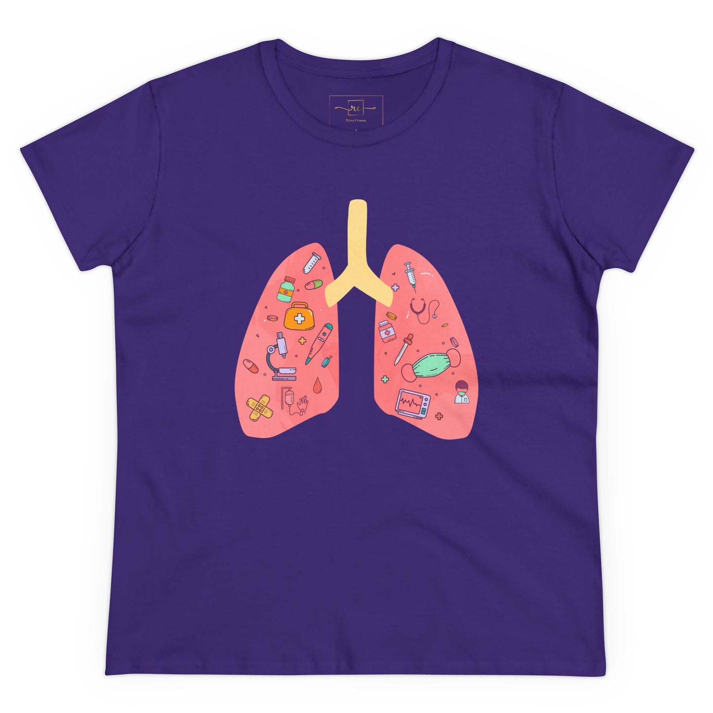 Medical Cartoon Lung Women's Mid-weight Cotton Tee - Medical Humor