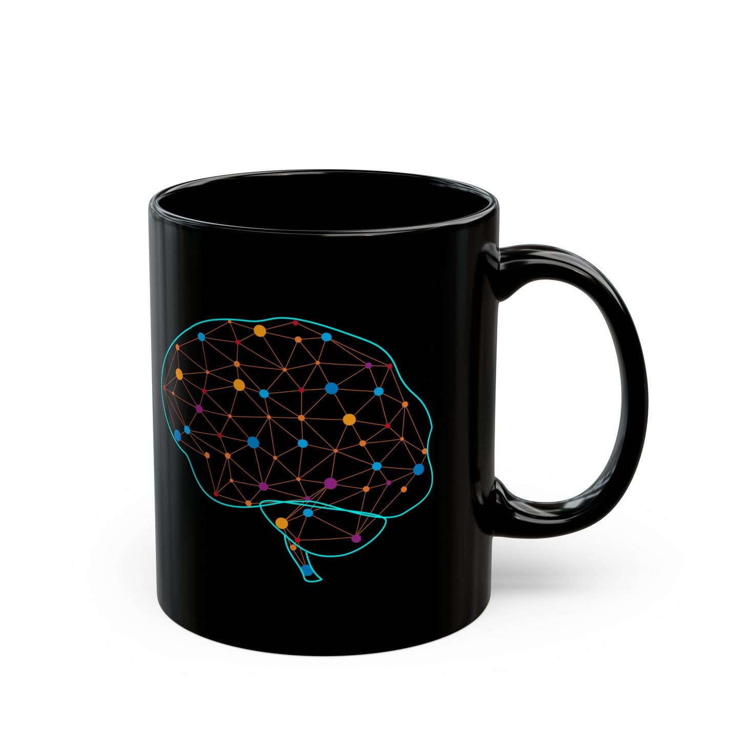 Neurology Brain Art Coffee Mug - Medical Gift for Neurologist, Psychiatrist, Psychologist, Doctor (Black, 11oz & 15oz)