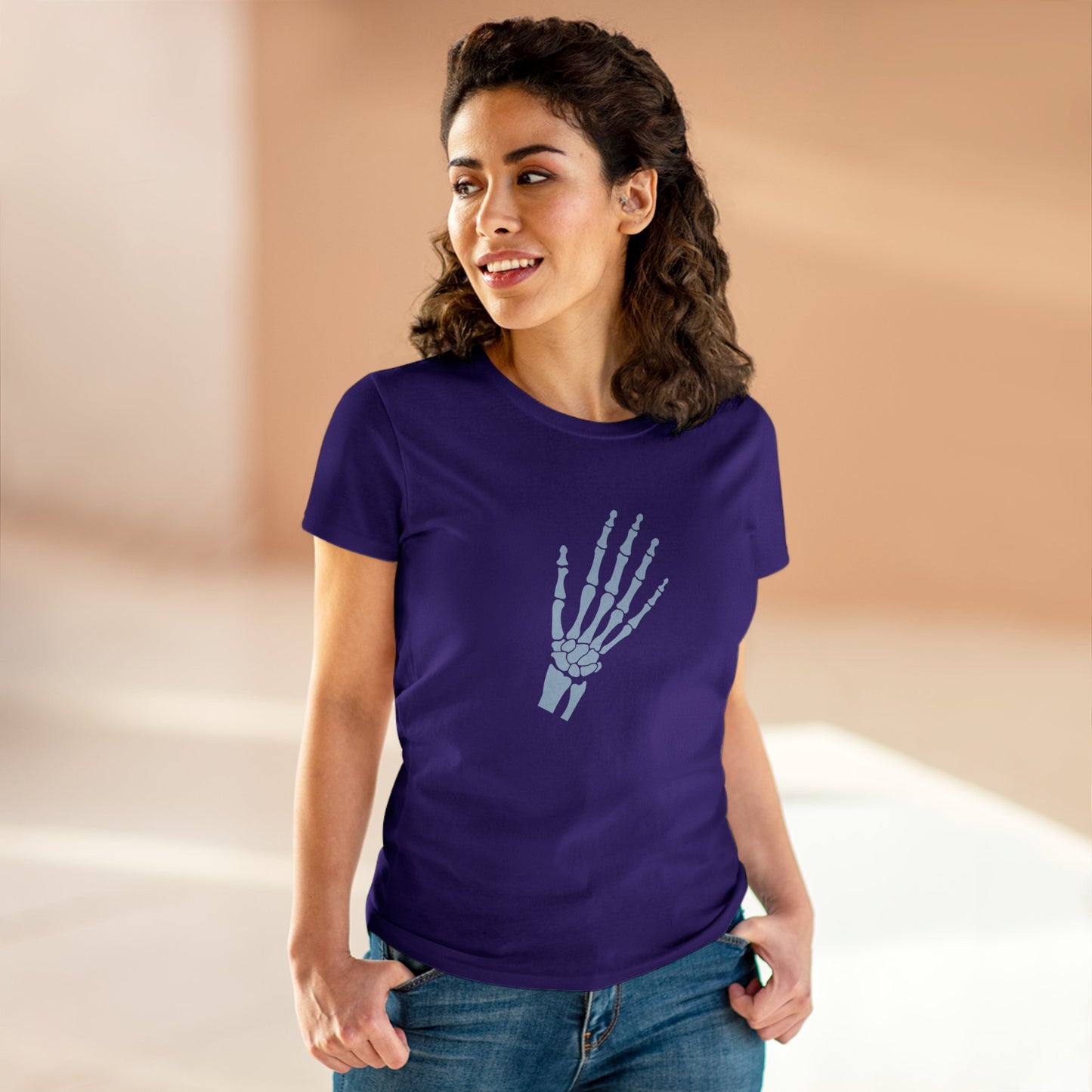 Human Hand Bones Women's Mid-weight Cotton Tee - Medical