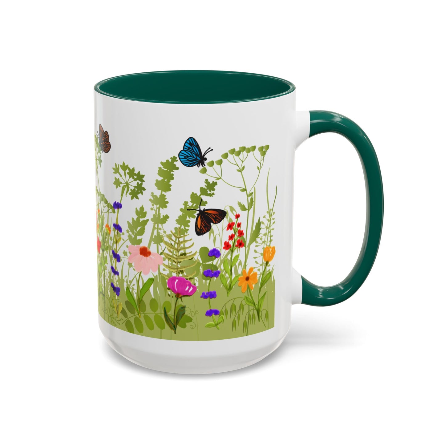 Watercolor Wildflower Mug 2 - Botanical Floral Coffee Mug - Gift for Moms, Gardeners, Art Lovers, Spring & Easter - Ceramic Mug with Color Inside (11oz, 15oz)