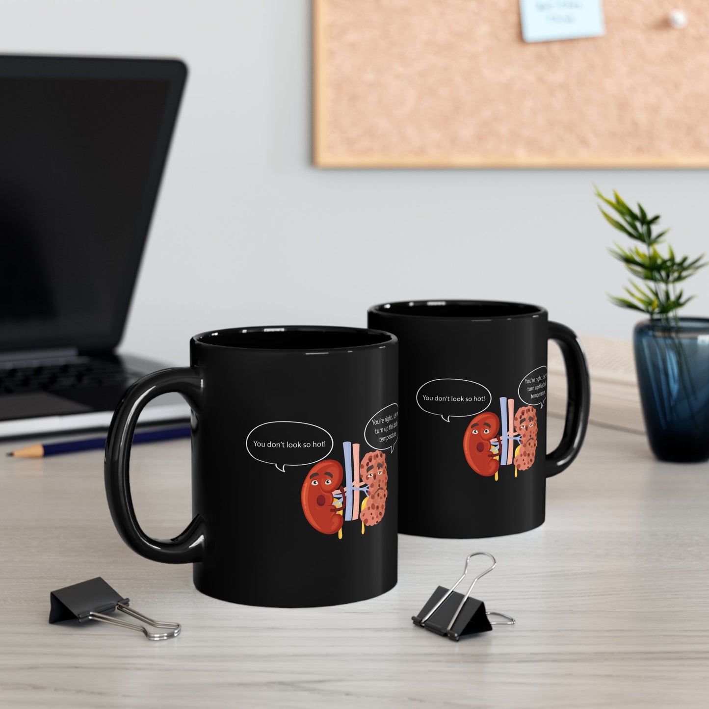 Funny Kidney Sponge Disease Awareness Mug - Black Ceramic (11oz, 15oz) - Urology & Nephrology Gift for Nurses, Doctors, Healthcare Professionals