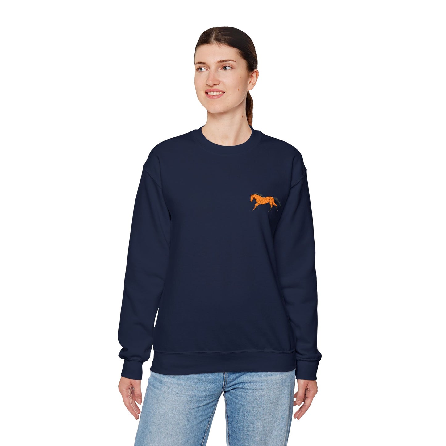 Brown Thoroughbred Horse Embroidered Sweatshirt
