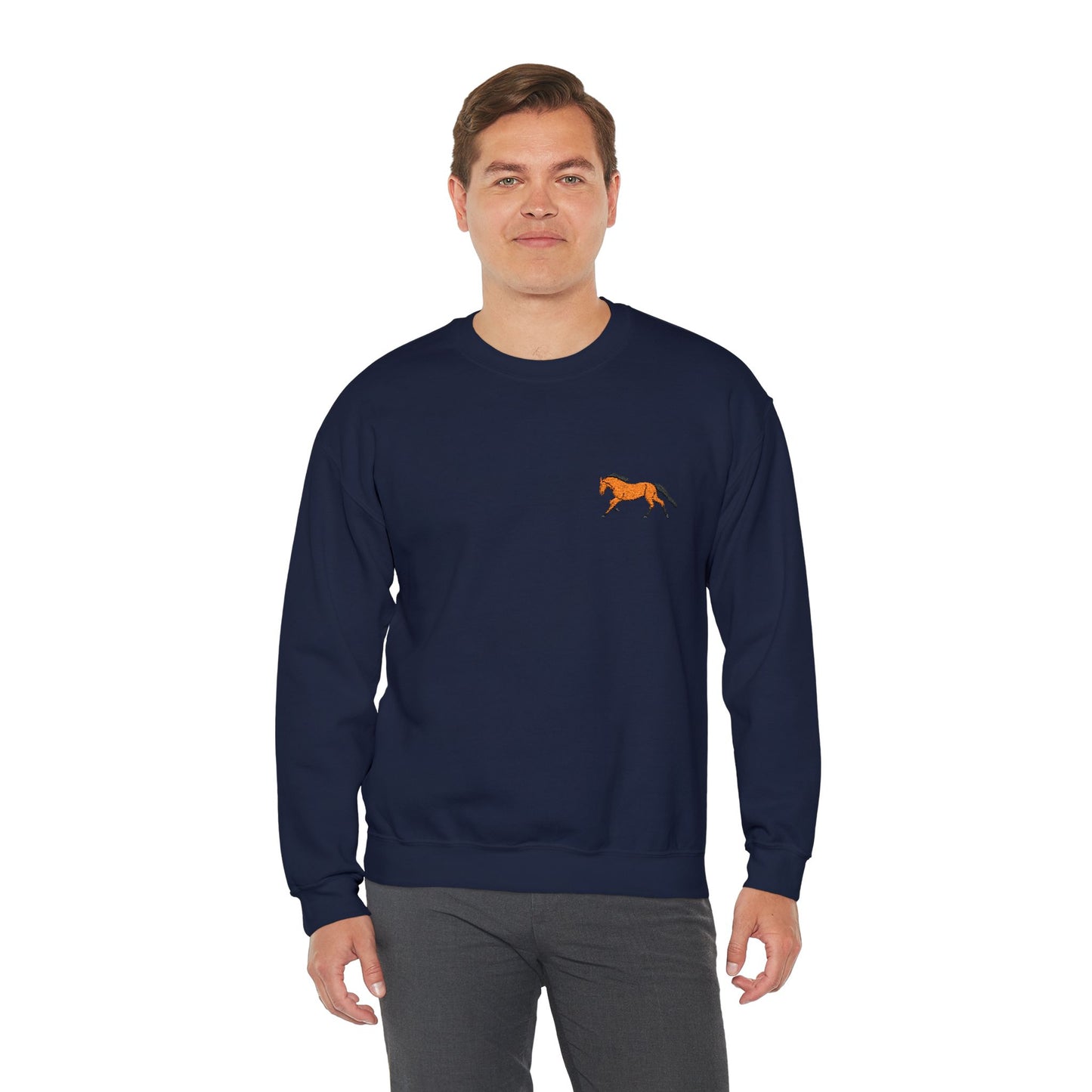 Brown Thoroughbred Horse Embroidered Sweatshirt