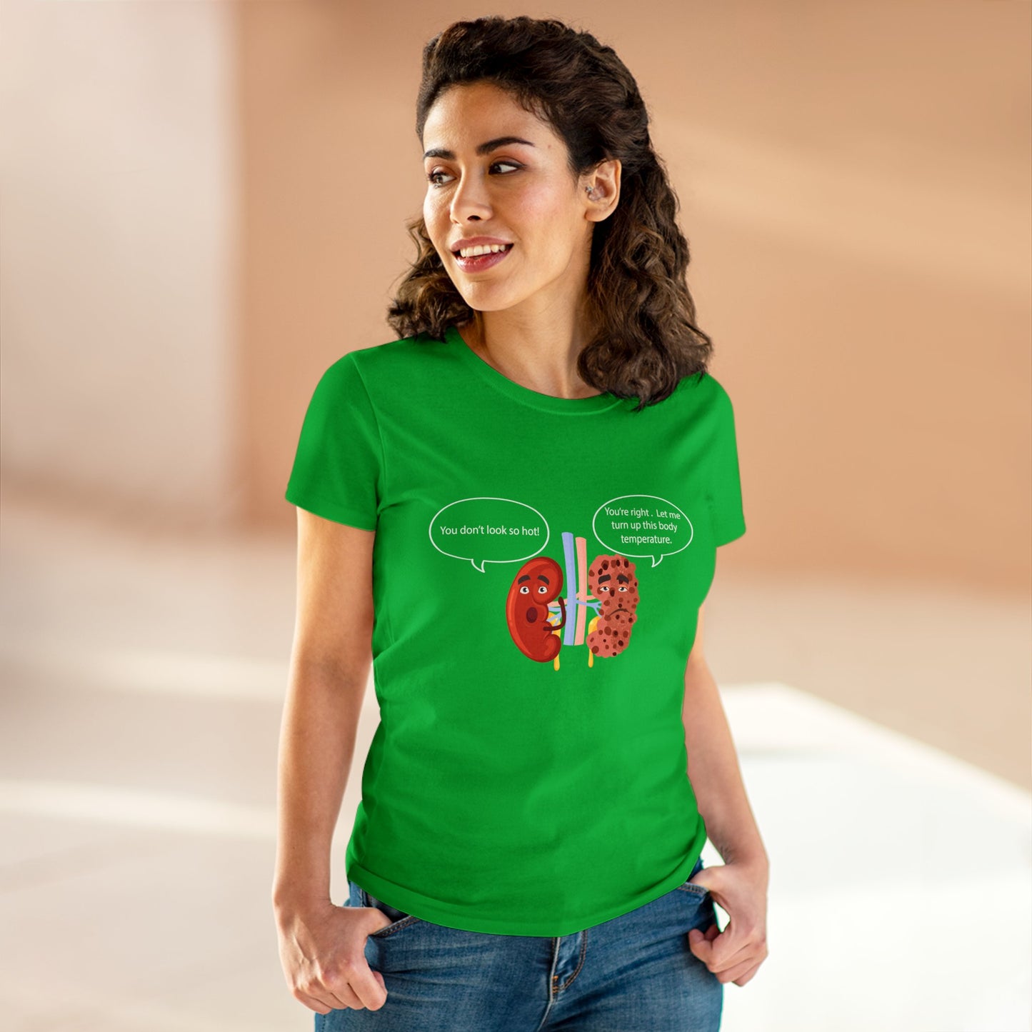 Kidney Sponge Talk Women's Midweight Cotton Tee - Medical Humor