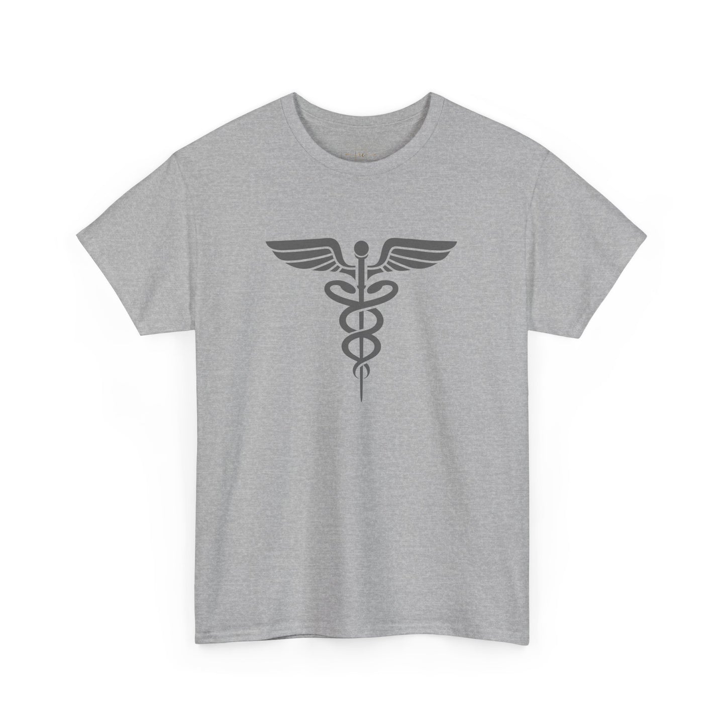 Caduceus Gray Symbol Heavy Cotton T-Shirt