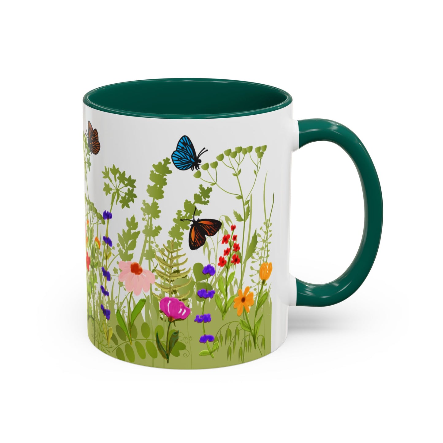 Watercolor Wildflower Mug 2 - Botanical Floral Coffee Mug - Gift for Moms, Gardeners, Art Lovers, Spring & Easter - Ceramic Mug with Color Inside (11oz, 15oz)
