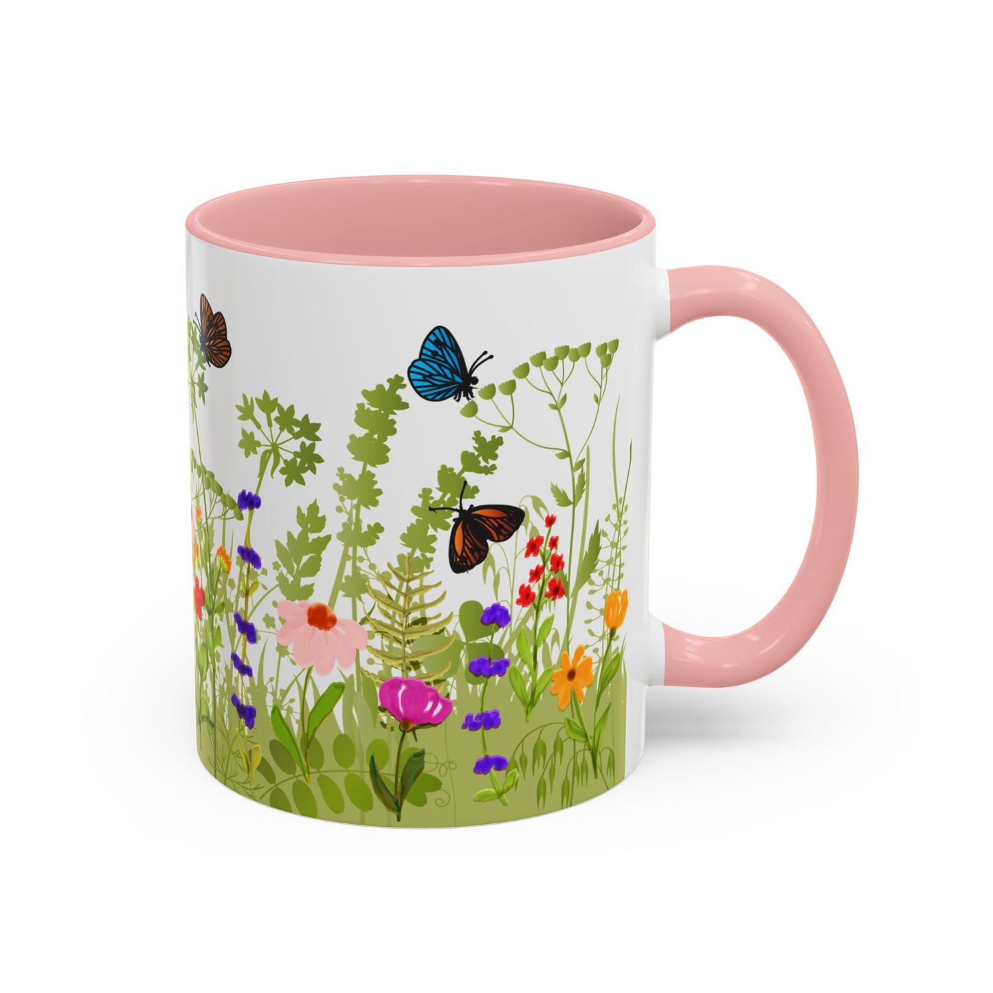 Watercolor Wildflower Mug - Botanical Floral Coffee Mug - Gift for Moms, Gardeners, Art Lovers, Spring & Easter - Ceramic Mug with Color Inside (11oz, 15oz)