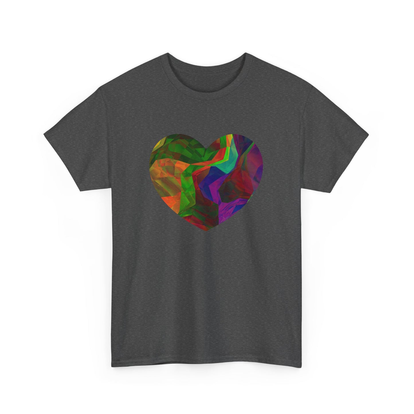 Colorful Heart Abstract Heavy Cotton T-Shirt - Graphic Holiday Top