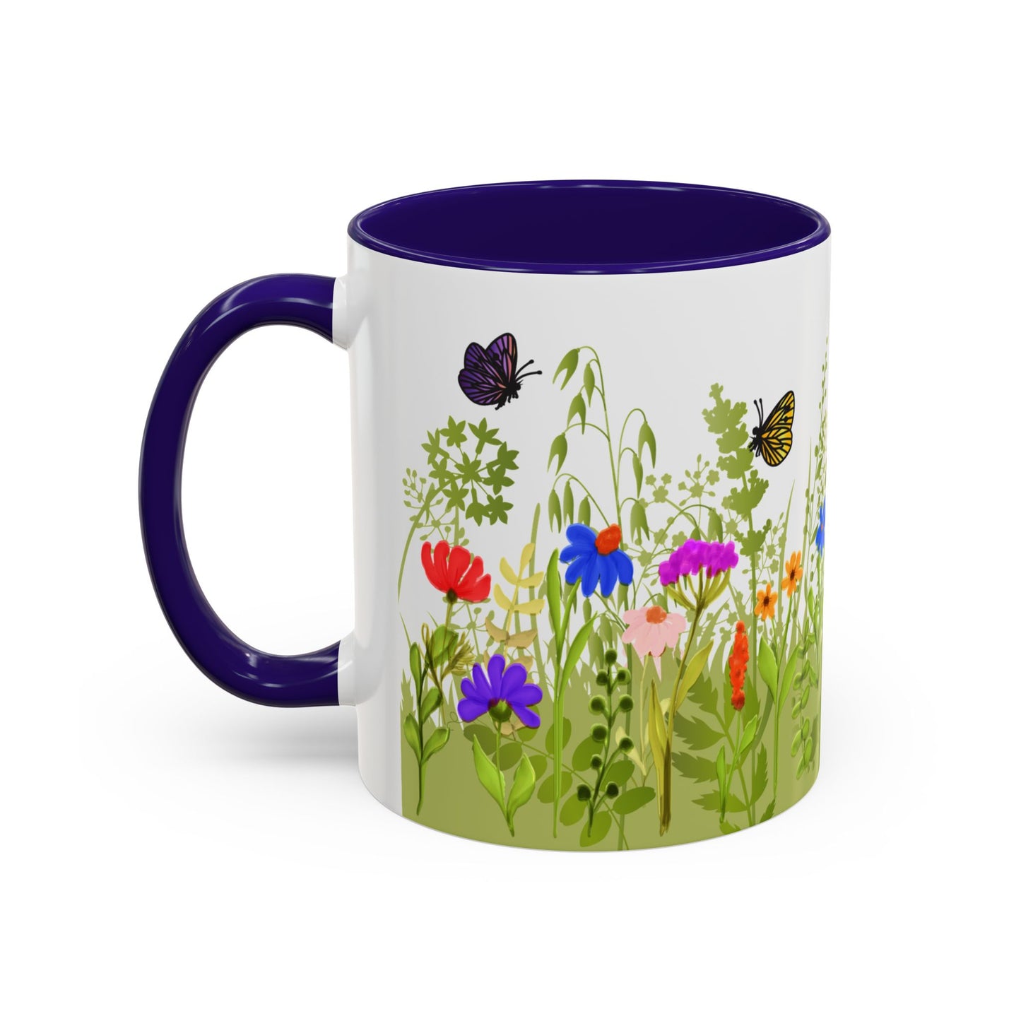Watercolor Wildflower Mug 2 - Botanical Floral Coffee Mug - Gift for Moms, Gardeners, Art Lovers, Spring & Easter - Ceramic Mug with Color Inside (11oz, 15oz)