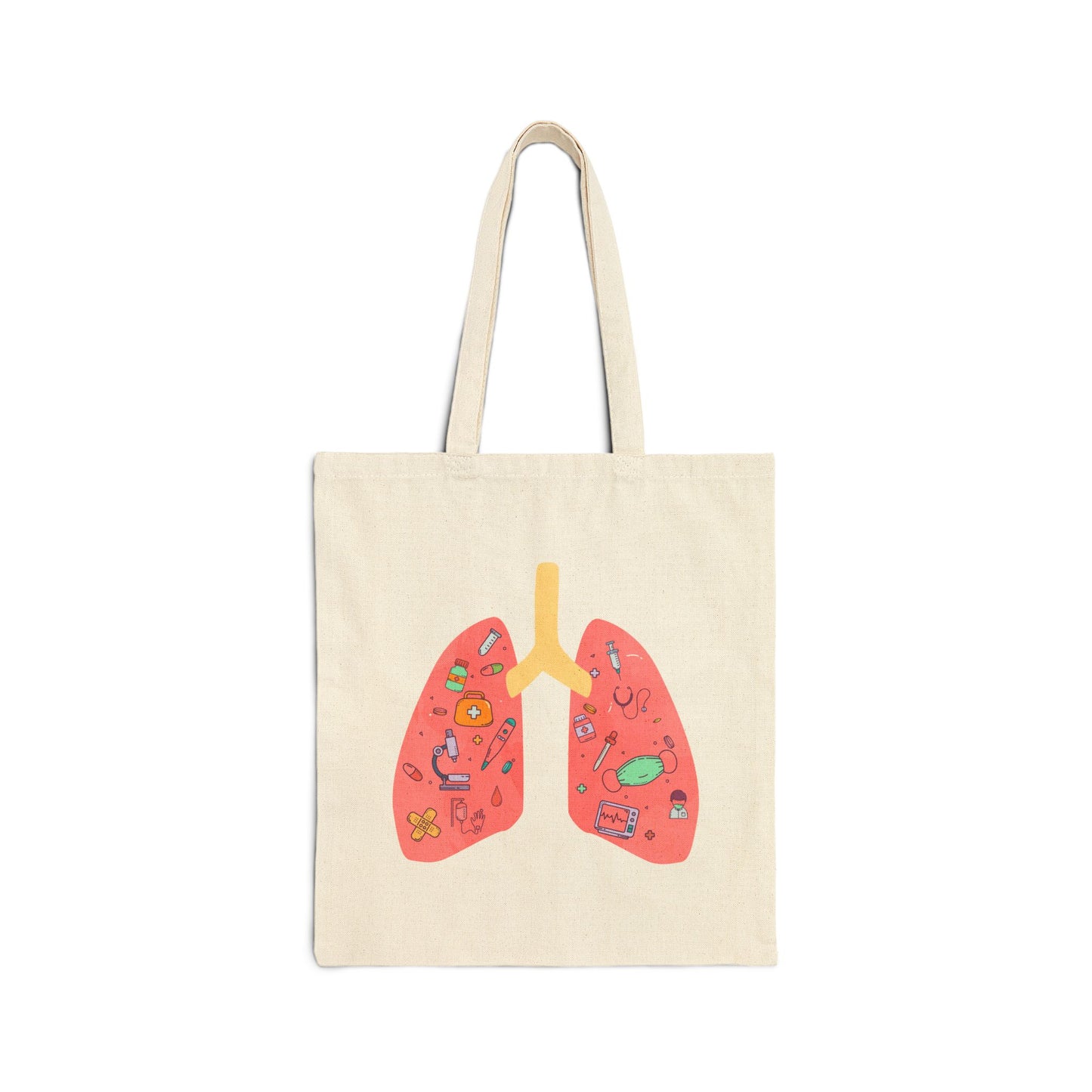 Medical Cartoon Lung Cotton Canvas Tote - Medical Humor