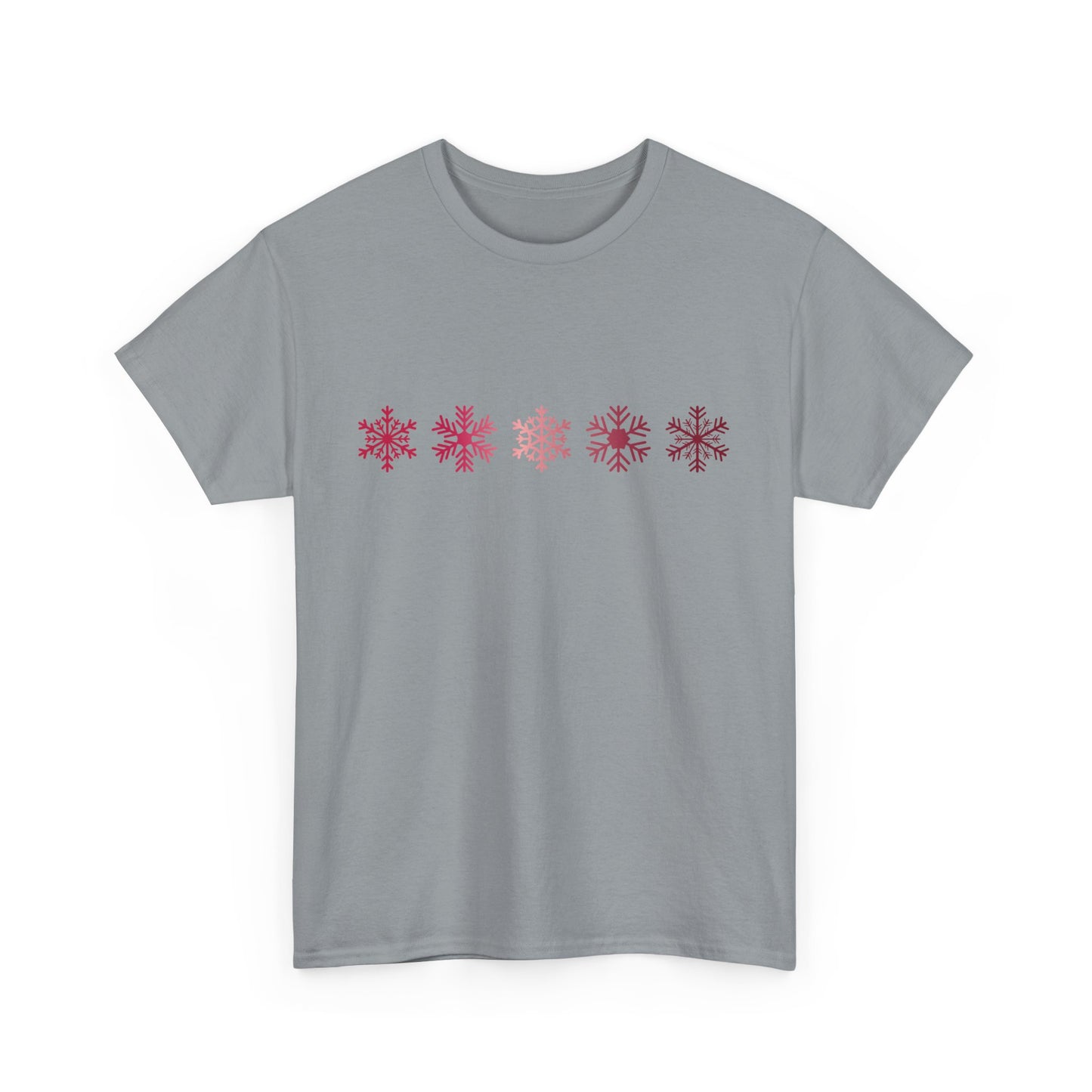 Red Snowflakes Heavy Cotton T-shirt - Graphic Holiday Top