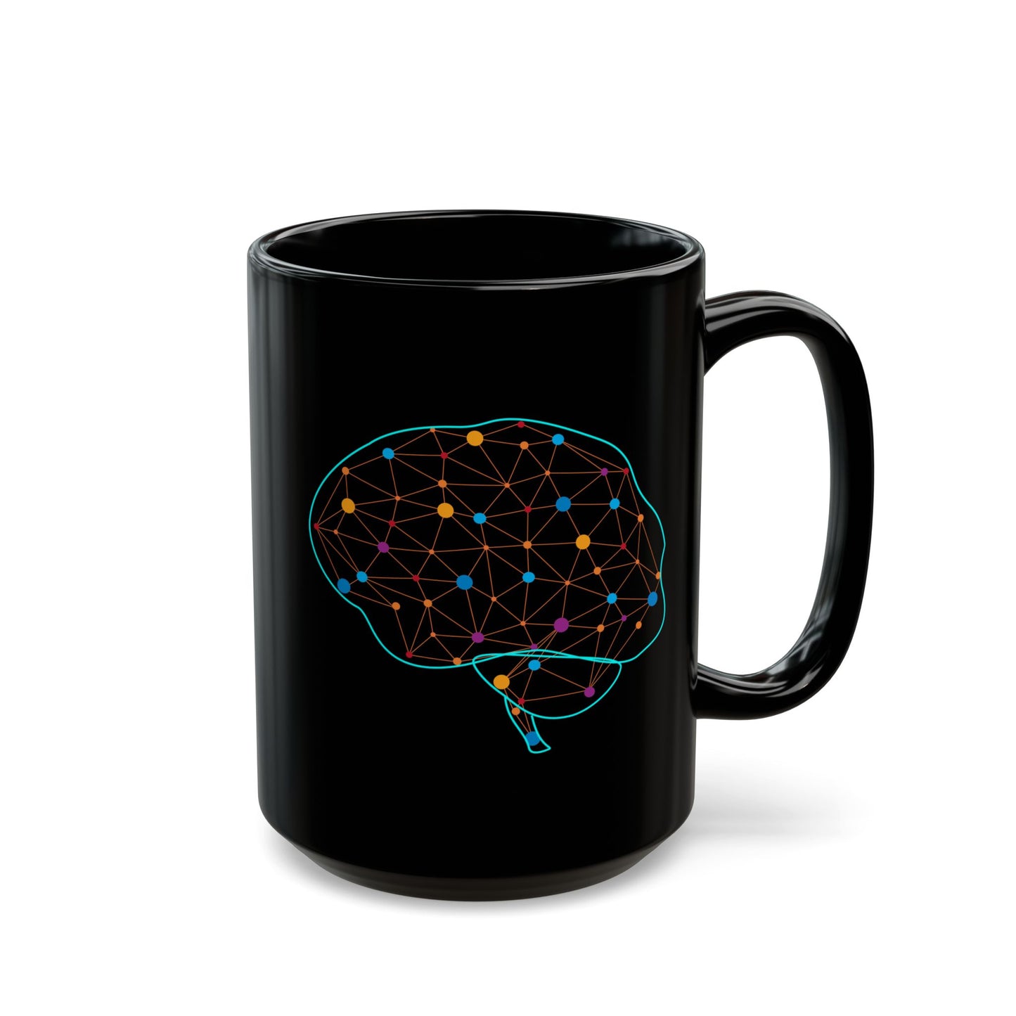Neurology Brain Art Coffee Mug - Medical Gift for Neurologist, Psychiatrist, Psychologist, Doctor (Black, 11oz & 15oz)
