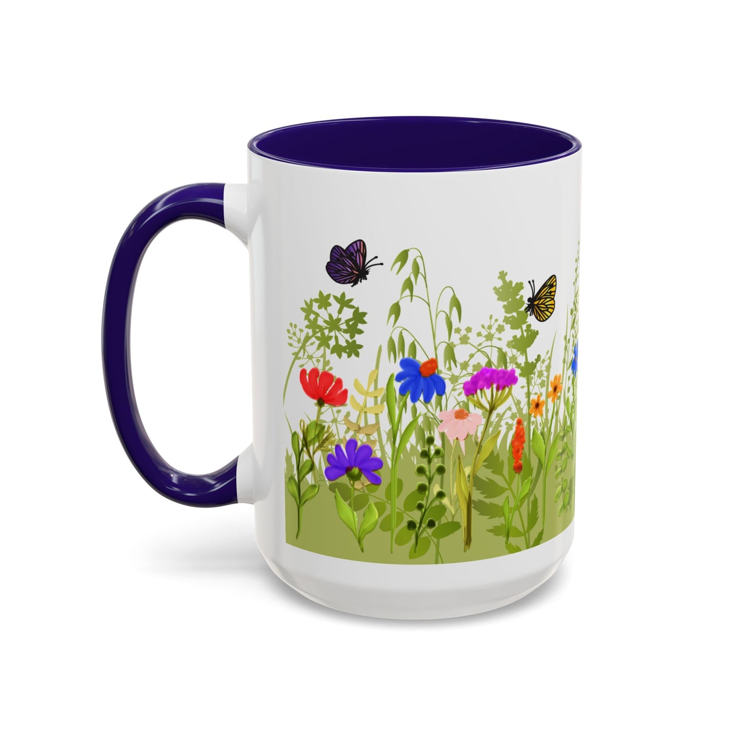 Watercolor Wildflower Mug 2 - Botanical Floral Coffee Mug - Gift for Moms, Gardeners, Art Lovers, Spring & Easter - Ceramic Mug with Color Inside (11oz, 15oz)