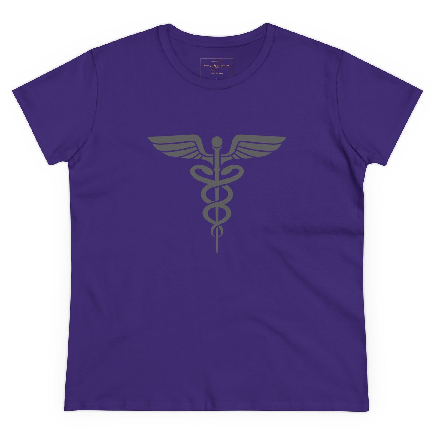 Caduceus Gray Symbol Women's Midweight Cotton Tee - Medical