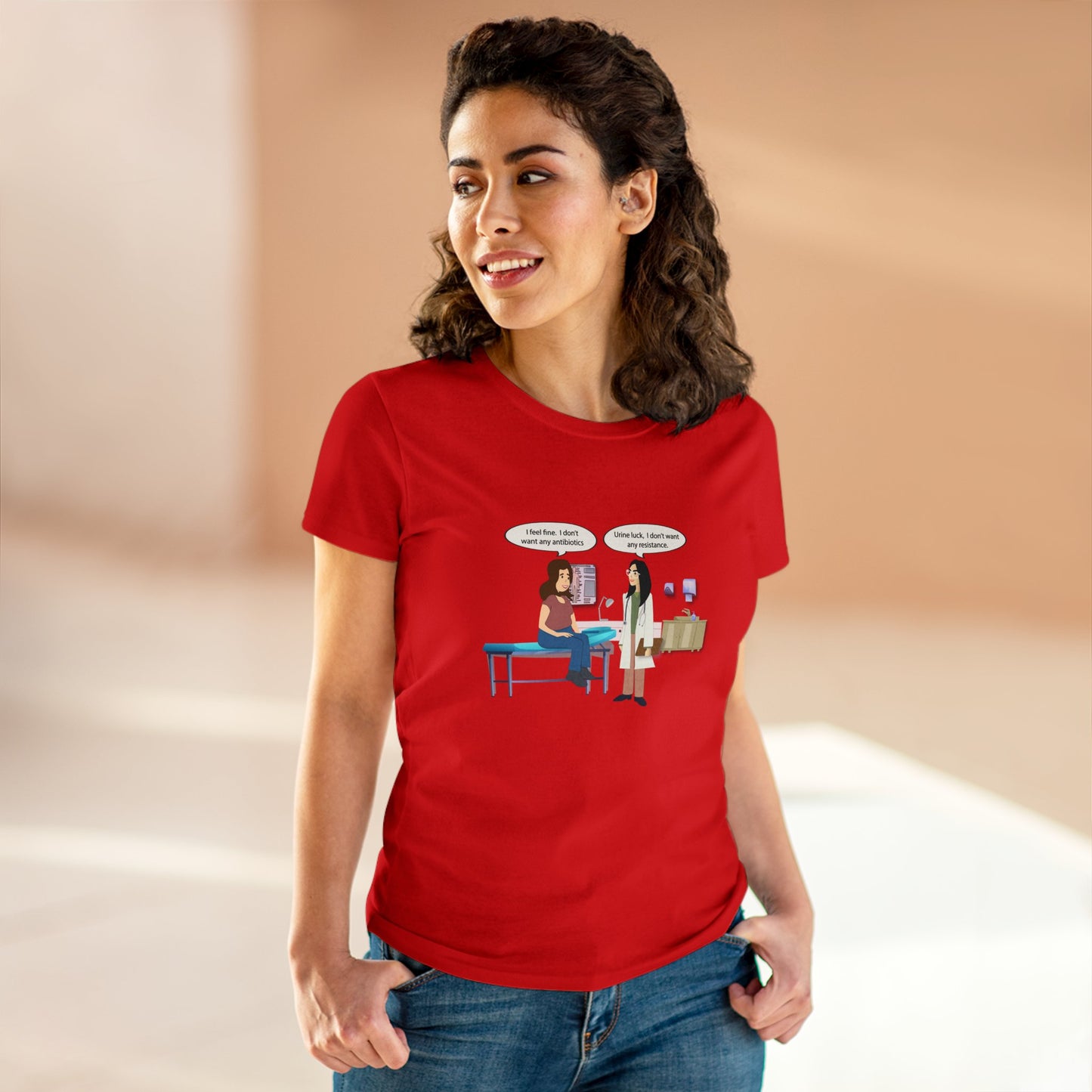 Urine Luck Women's Midweight Cotton Tee - Medical Humor