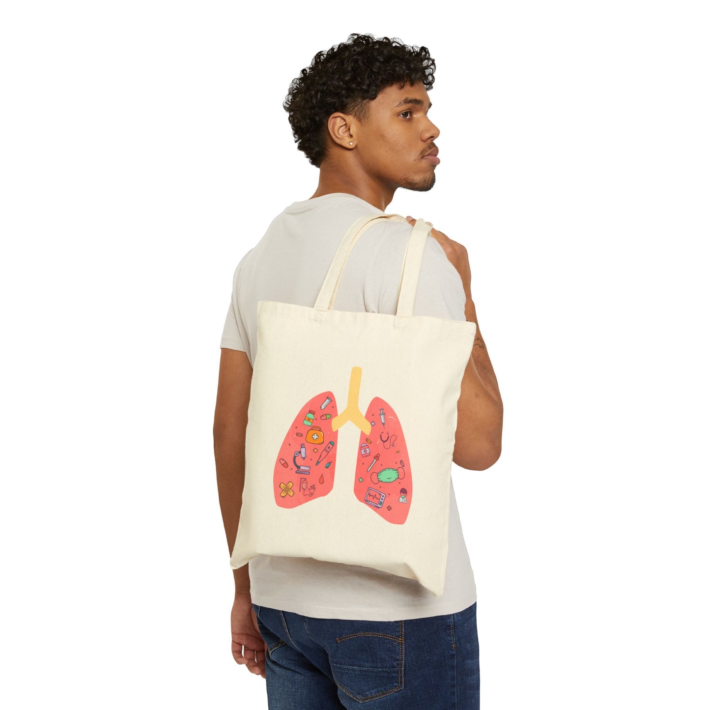 Medical Cartoon Lung Cotton Canvas Tote - Medical Humor