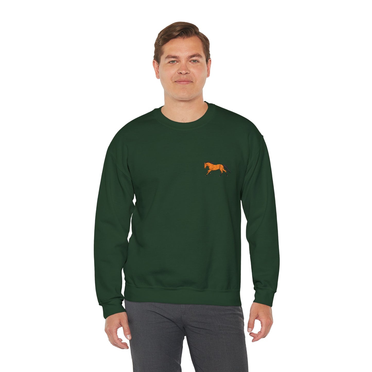 Brown Thoroughbred Horse Embroidered Sweatshirt