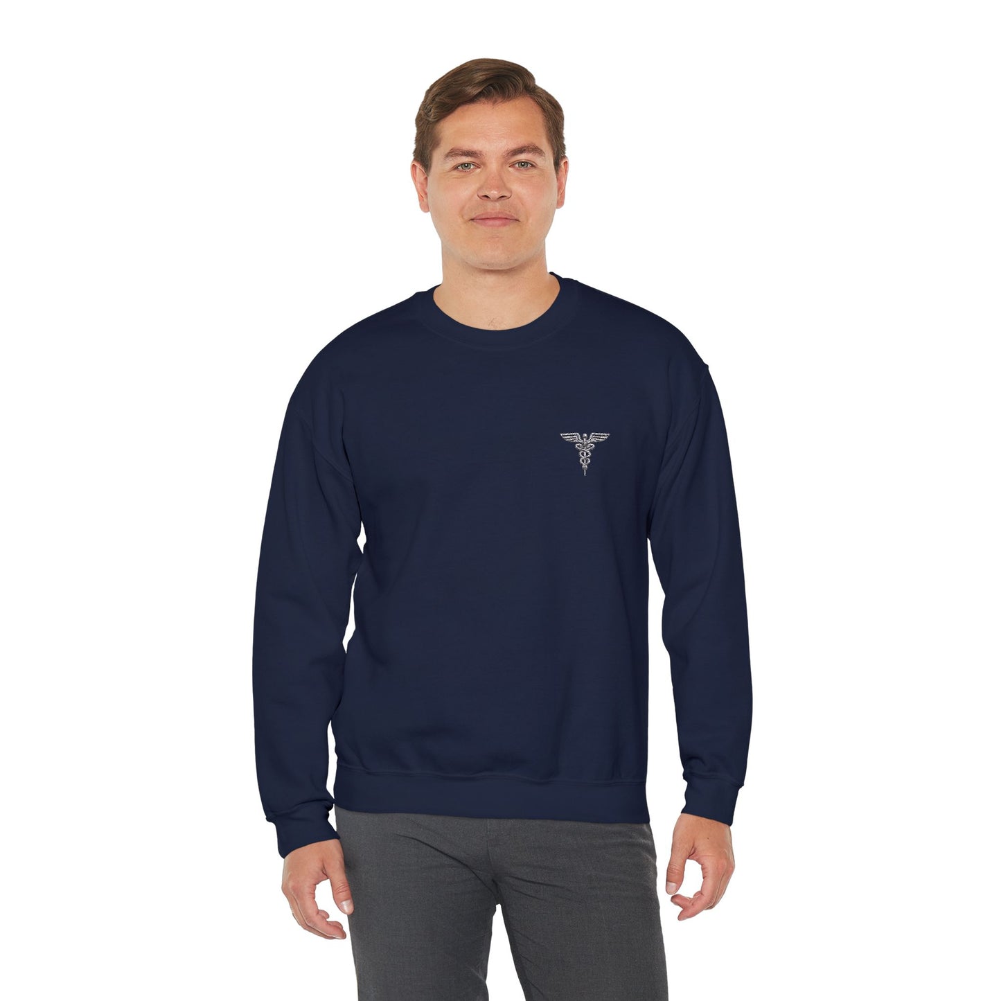Caduceus Symbol Healthcare Embroidered Crewneck Sweatshirt