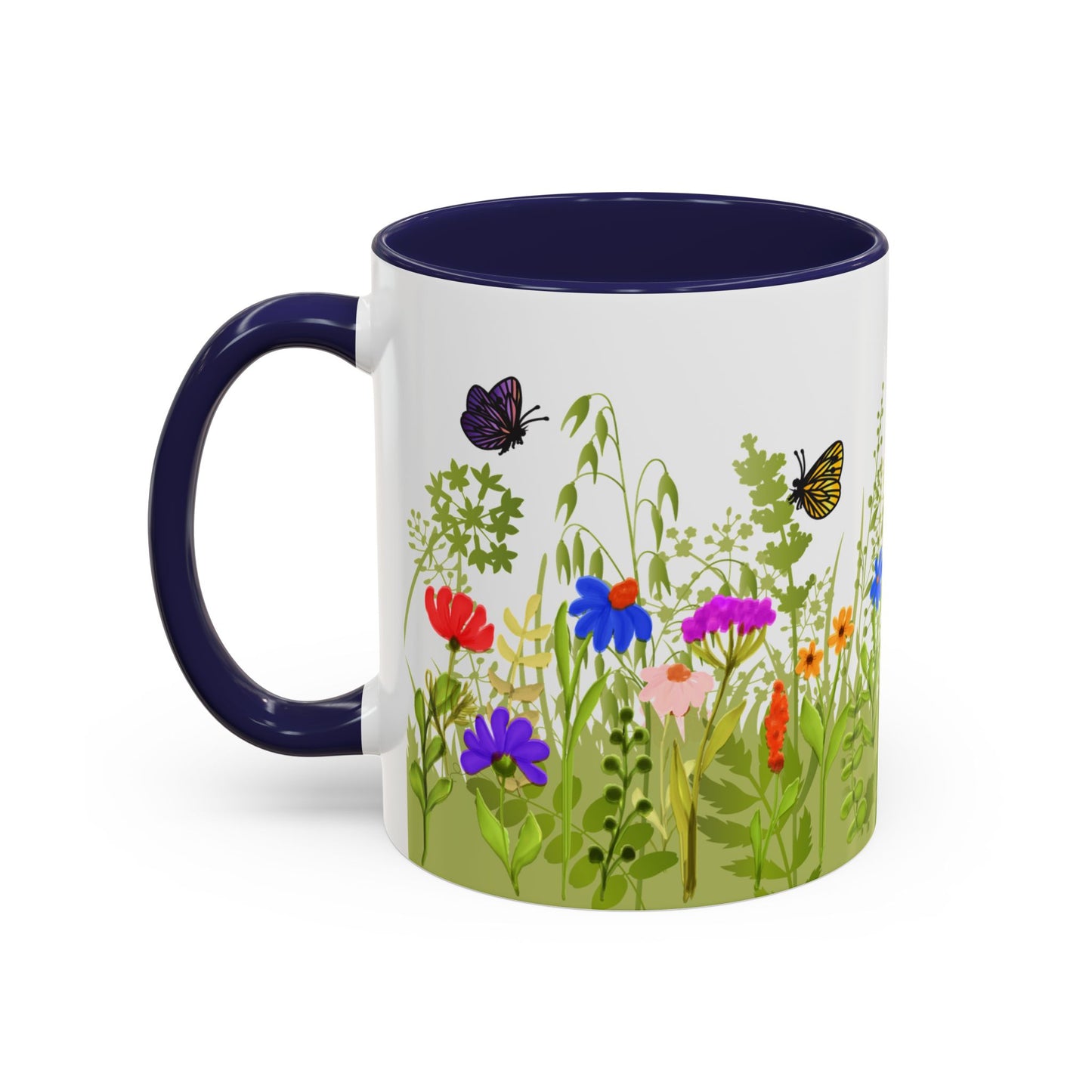Watercolor Wildflower Mug - Botanical Floral Coffee Mug - Gift for Moms, Gardeners, Art Lovers, Spring & Easter - Ceramic Mug with Color Inside (11oz, 15oz)