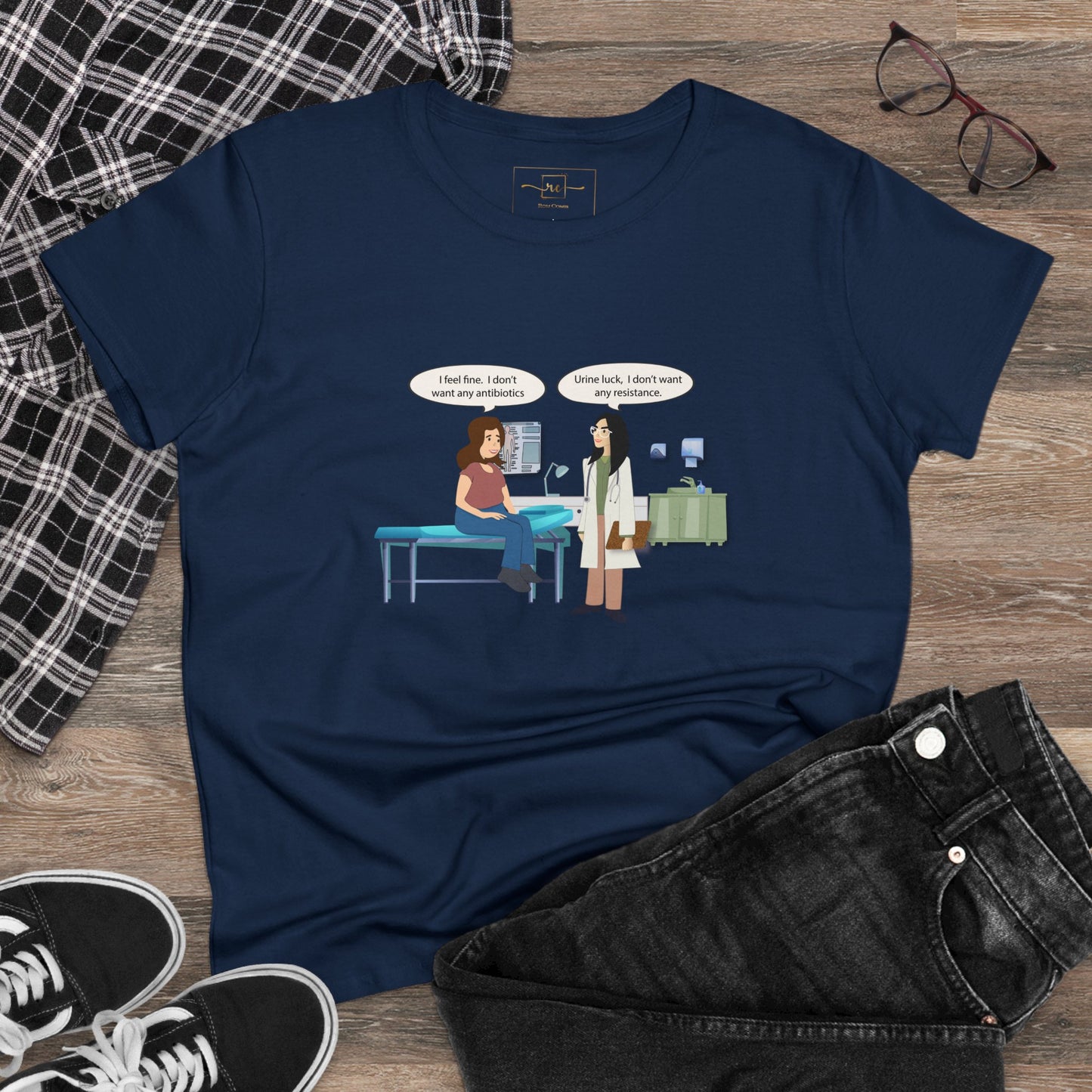 Urine Luck Women's Midweight Cotton Tee - Medical Humor