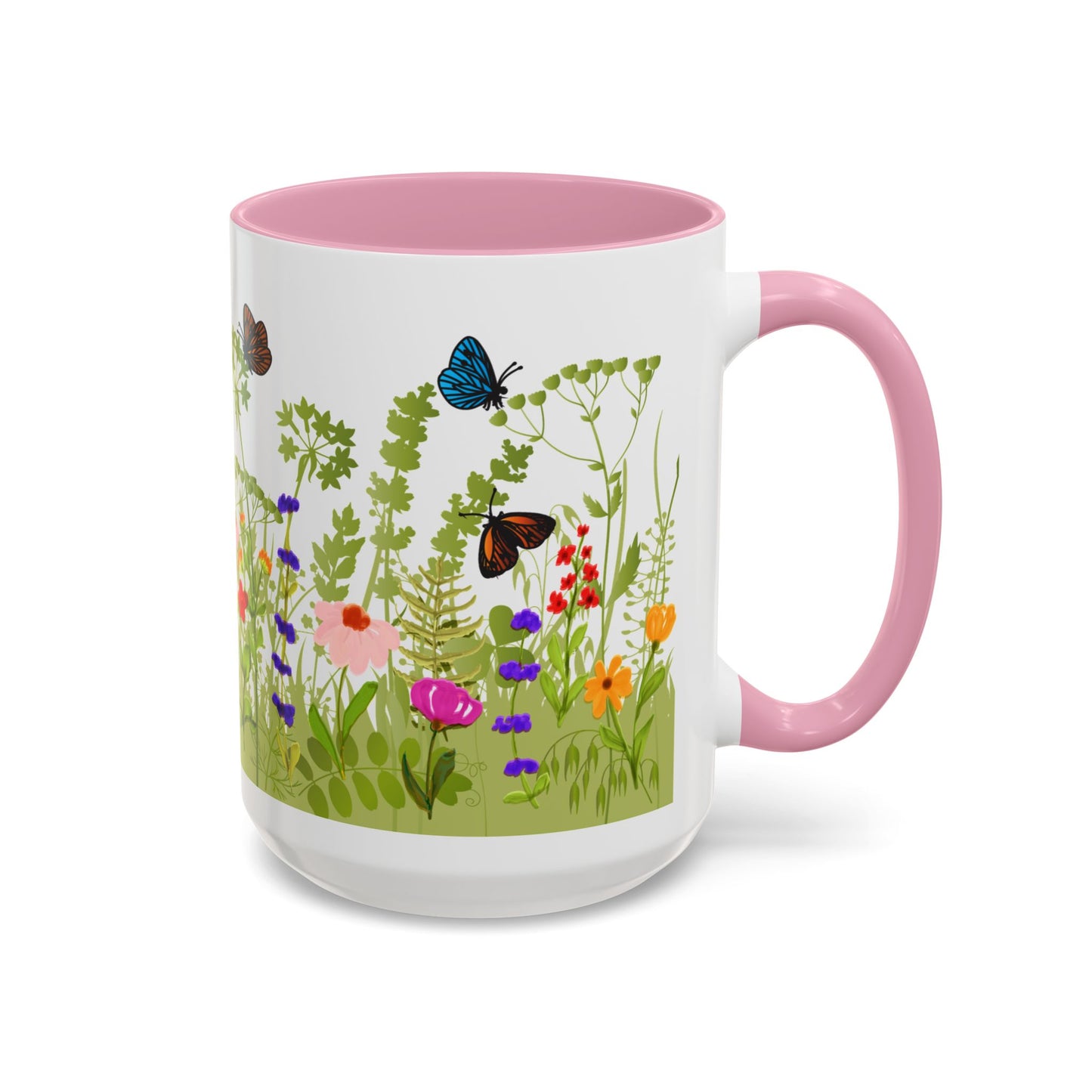 Watercolor Wildflower Mug 2 - Botanical Floral Coffee Mug - Gift for Moms, Gardeners, Art Lovers, Spring & Easter - Ceramic Mug with Color Inside (11oz, 15oz)