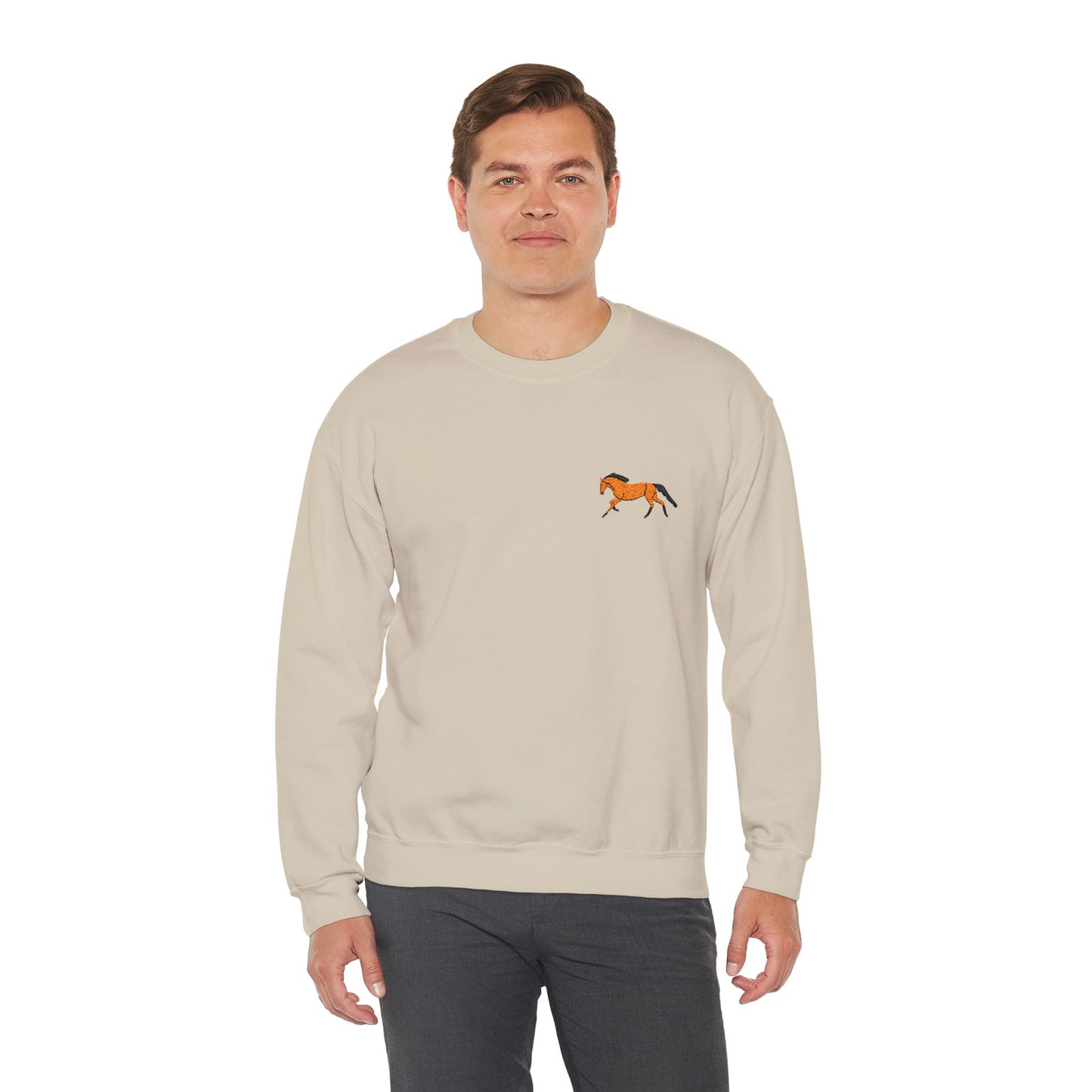 Brown Thoroughbred Horse Embroidered Sweatshirt
