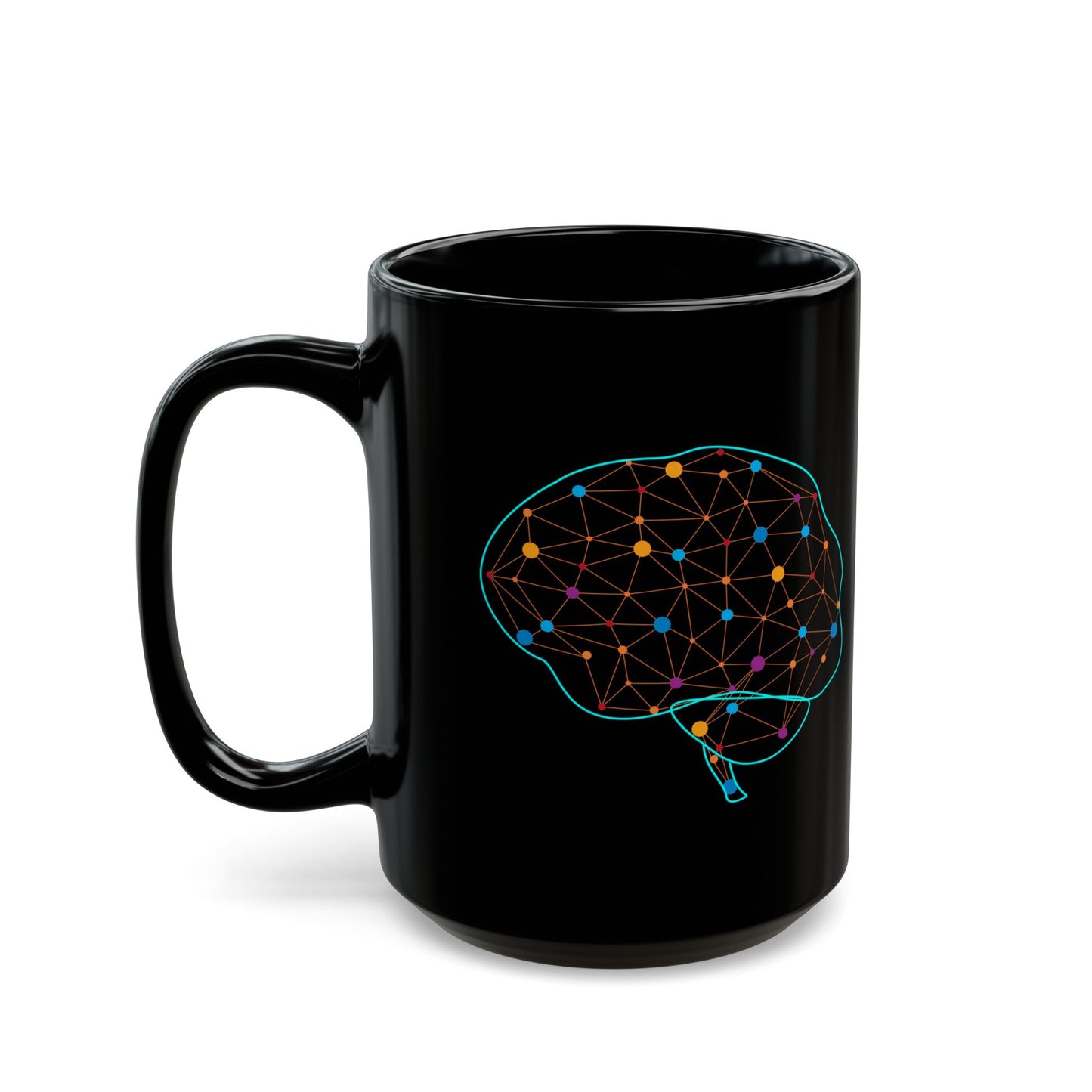 Neurology Brain Art Coffee Mug - Medical Gift for Neurologist, Psychiatrist, Psychologist, Doctor (Black, 11oz & 15oz)