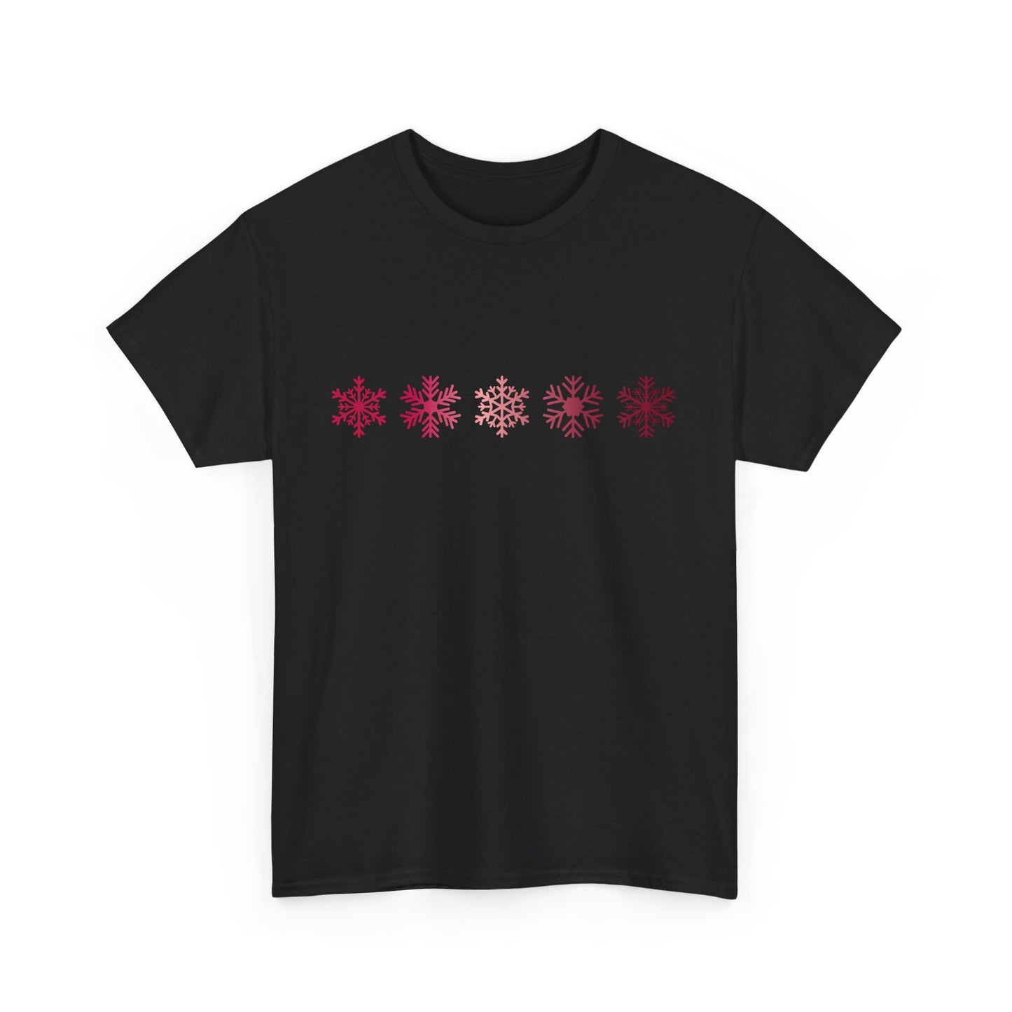 Red Snowflakes Heavy Cotton T-shirt - Graphic Holiday Top
