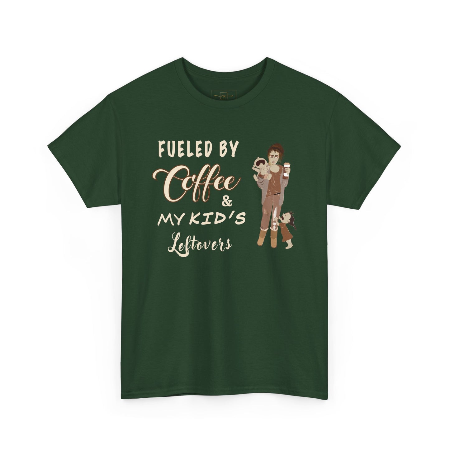 Fueled by Coffee and Kids Leftovers Heavy Cotton T-Shirt - Wellness and Mental Health Humor