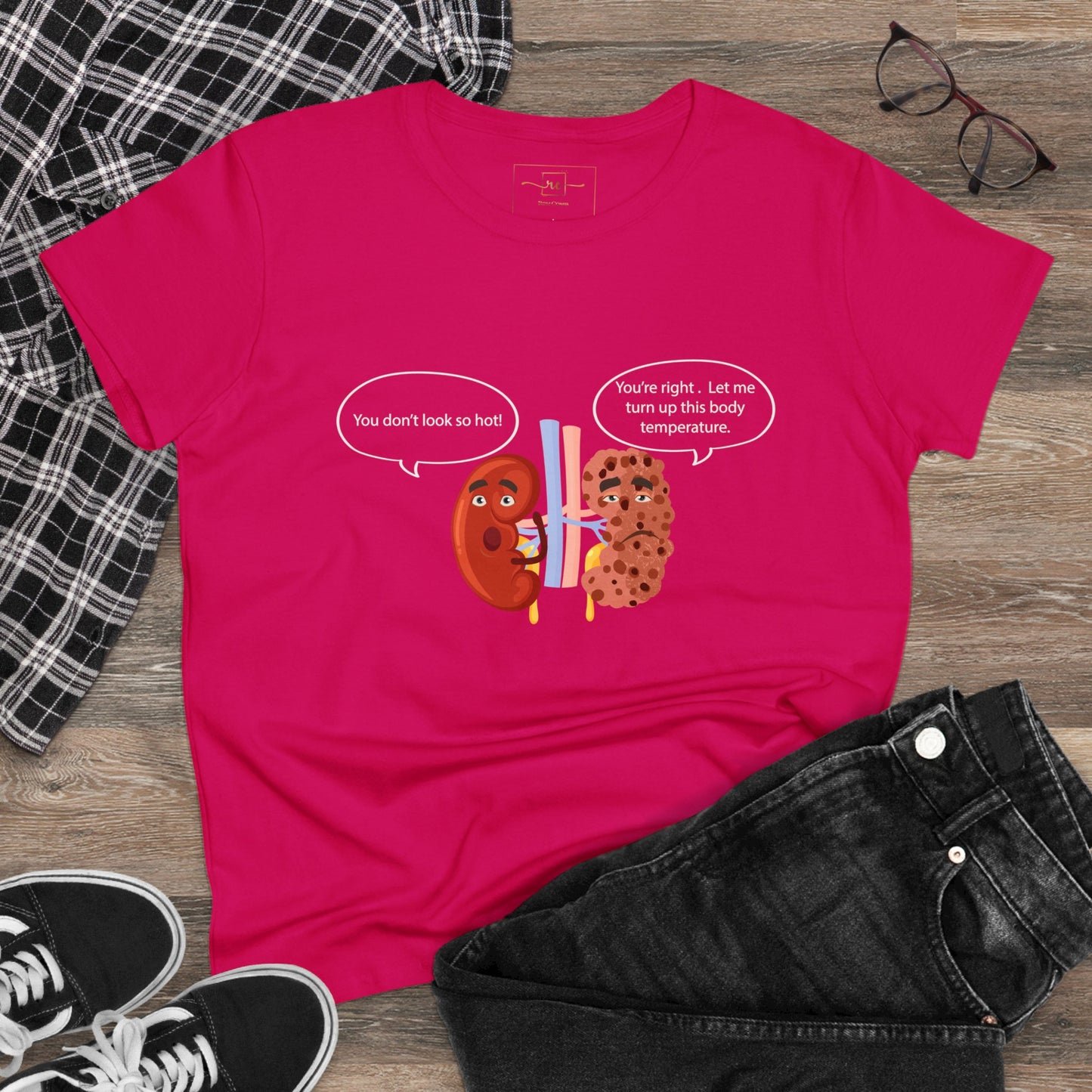 Kidney Sponge Talk Women's Midweight Cotton Tee - Medical Humor