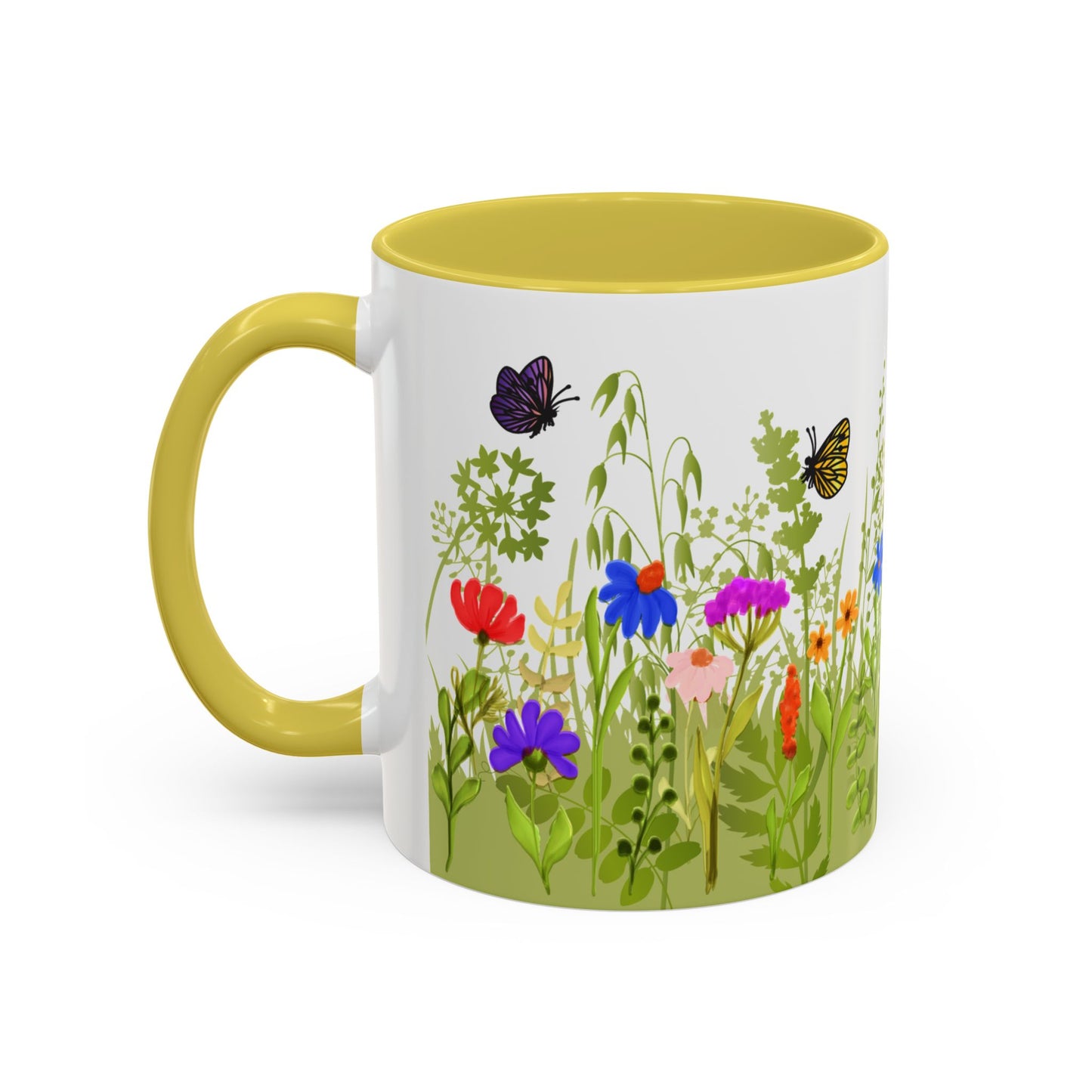 Watercolor Wildflower Mug 2 - Botanical Floral Coffee Mug - Gift for Moms, Gardeners, Art Lovers, Spring & Easter - Ceramic Mug with Color Inside (11oz, 15oz)