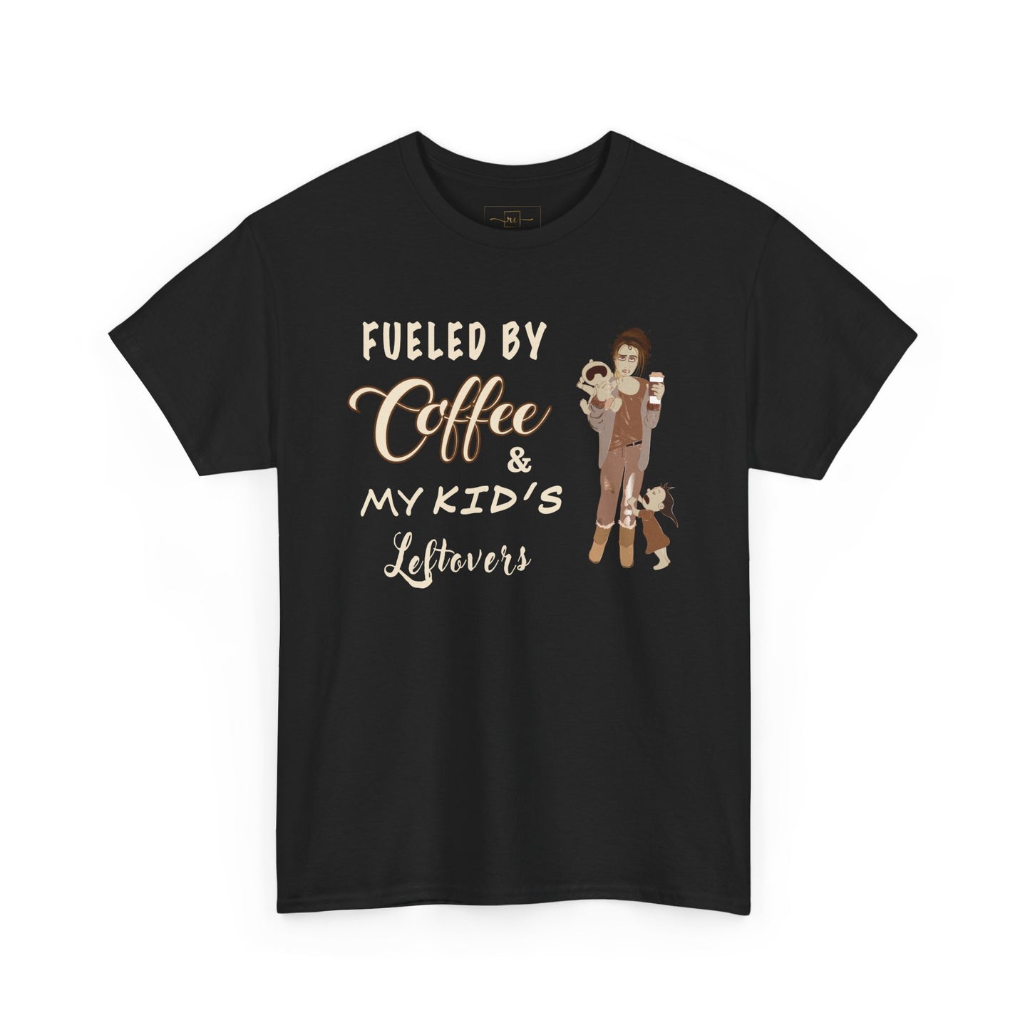 Fueled by Coffee and Kids Leftovers Heavy Cotton T-Shirt - Wellness and Mental Health Humor