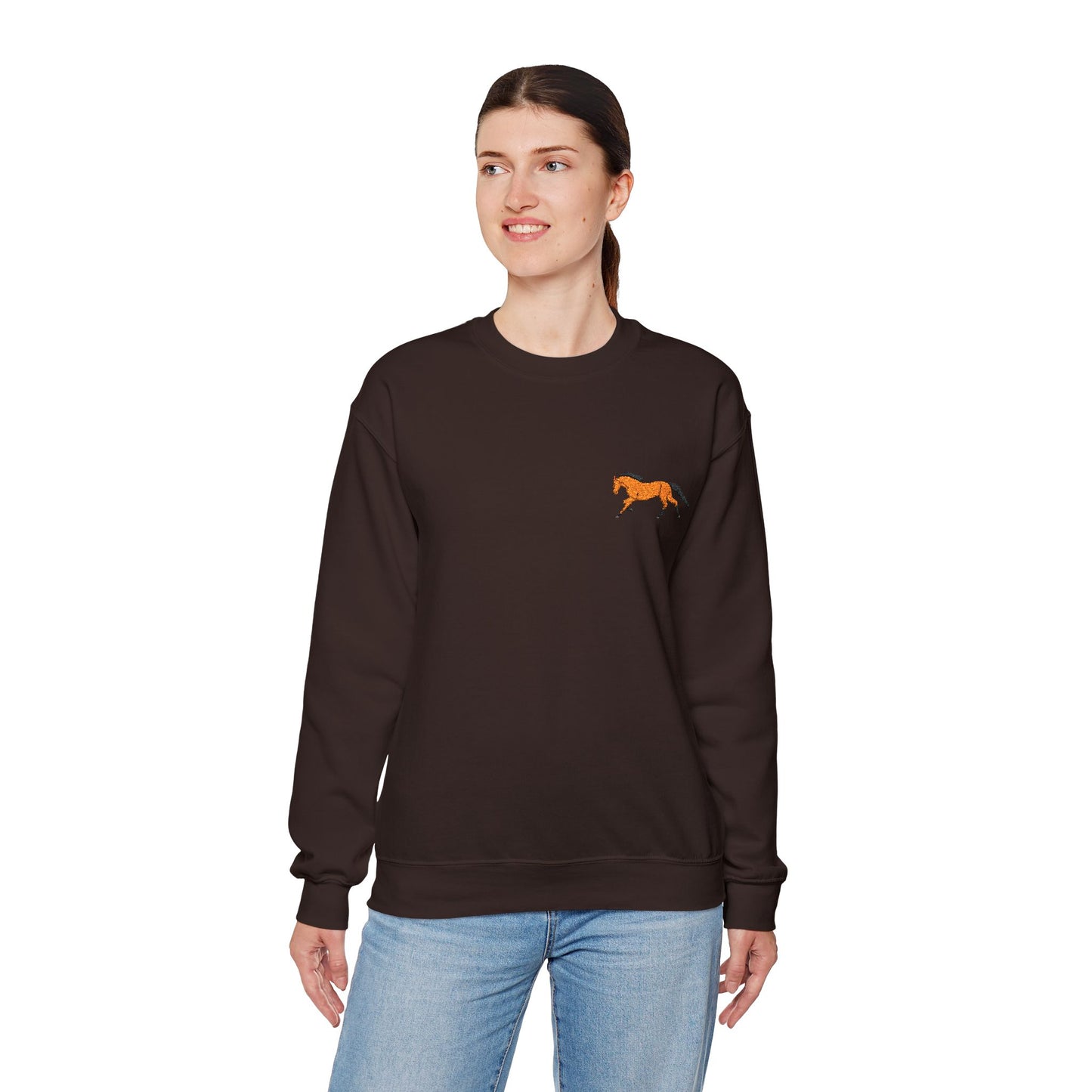 Brown Thoroughbred Horse Embroidered Sweatshirt