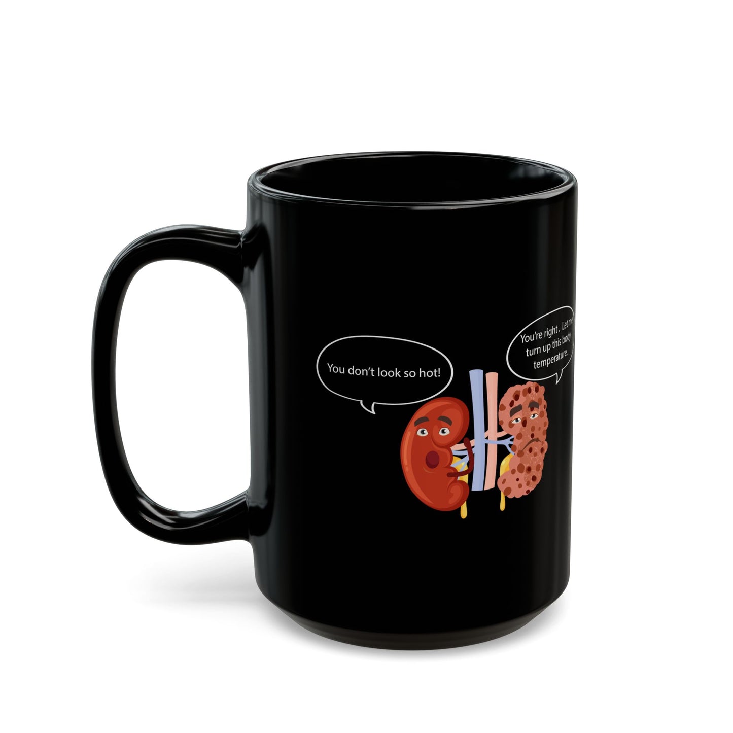 Funny Kidney Sponge Disease Awareness Mug - Black Ceramic (11oz, 15oz) - Urology & Nephrology Gift for Nurses, Doctors, Healthcare Professionals