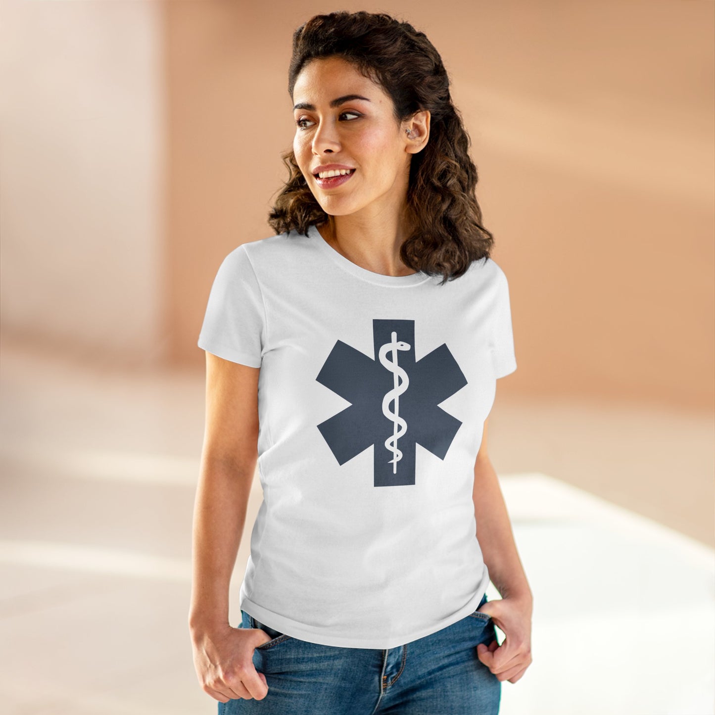 Emergency Medical Women's Midweight Cotton Tee -Gray Symbol