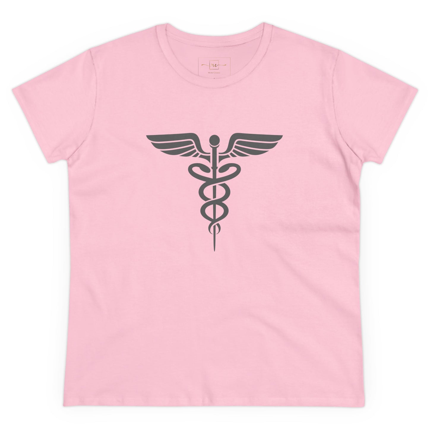 Caduceus Gray Symbol Women's Midweight Cotton Tee - Medical
