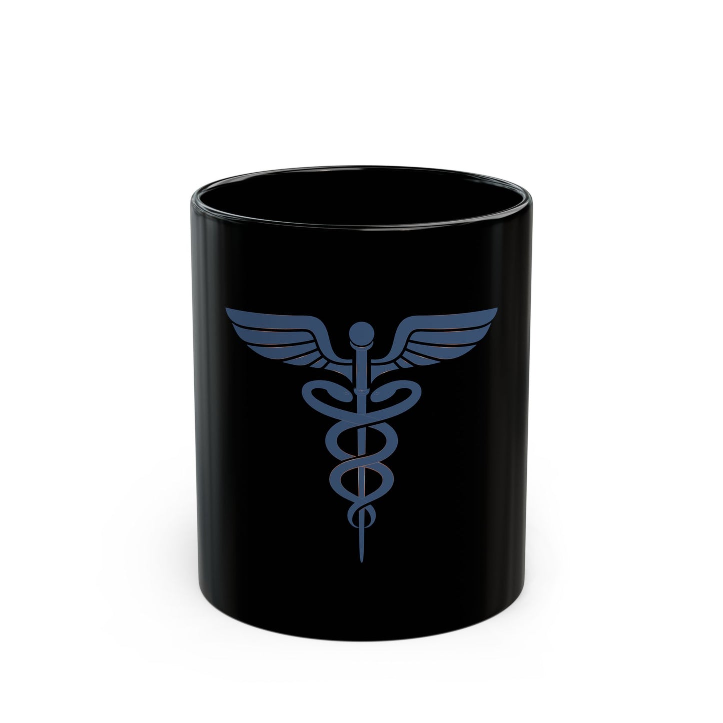 Caduceus Blue Symbol Black Mug (11oz, 15oz) - Medical