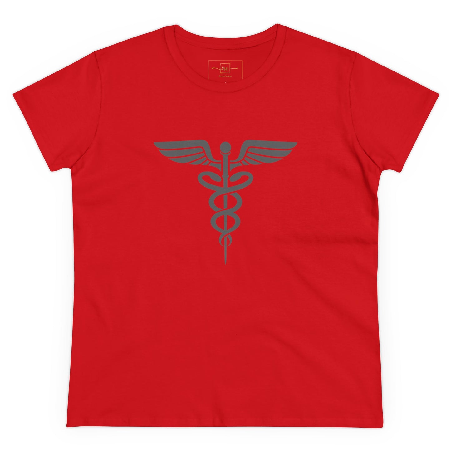 Caduceus Gray Symbol Women's Midweight Cotton Tee - Medical