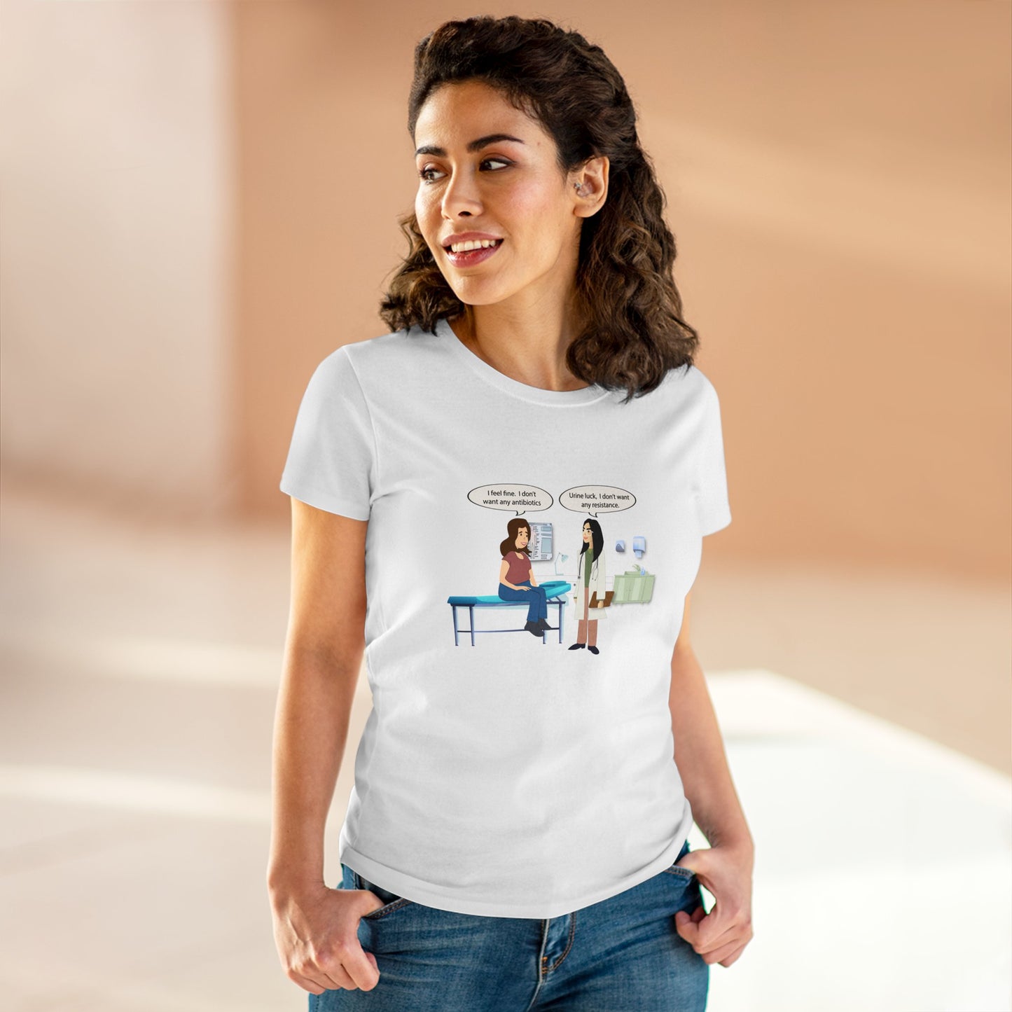Urine Luck Women's Midweight Cotton Tee - Medical Humor
