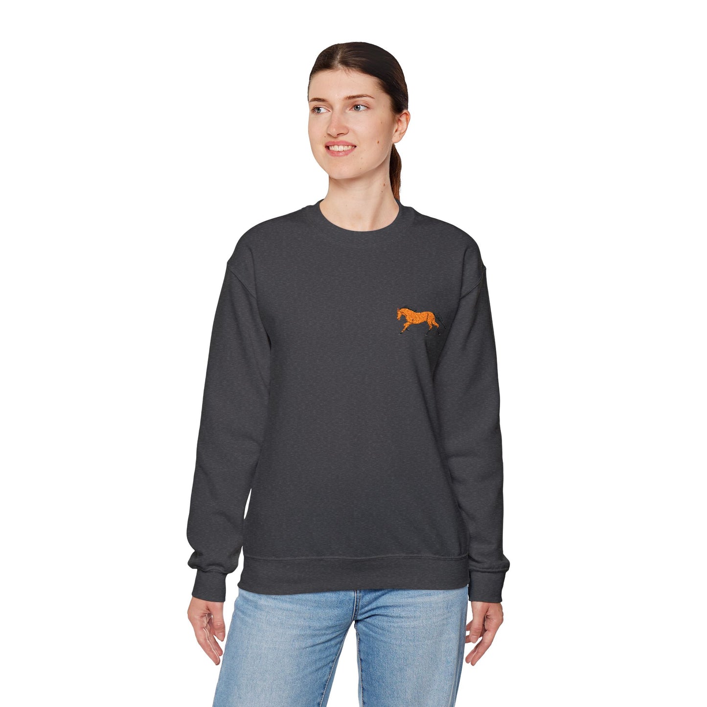 Brown Thoroughbred Horse Embroidered Sweatshirt
