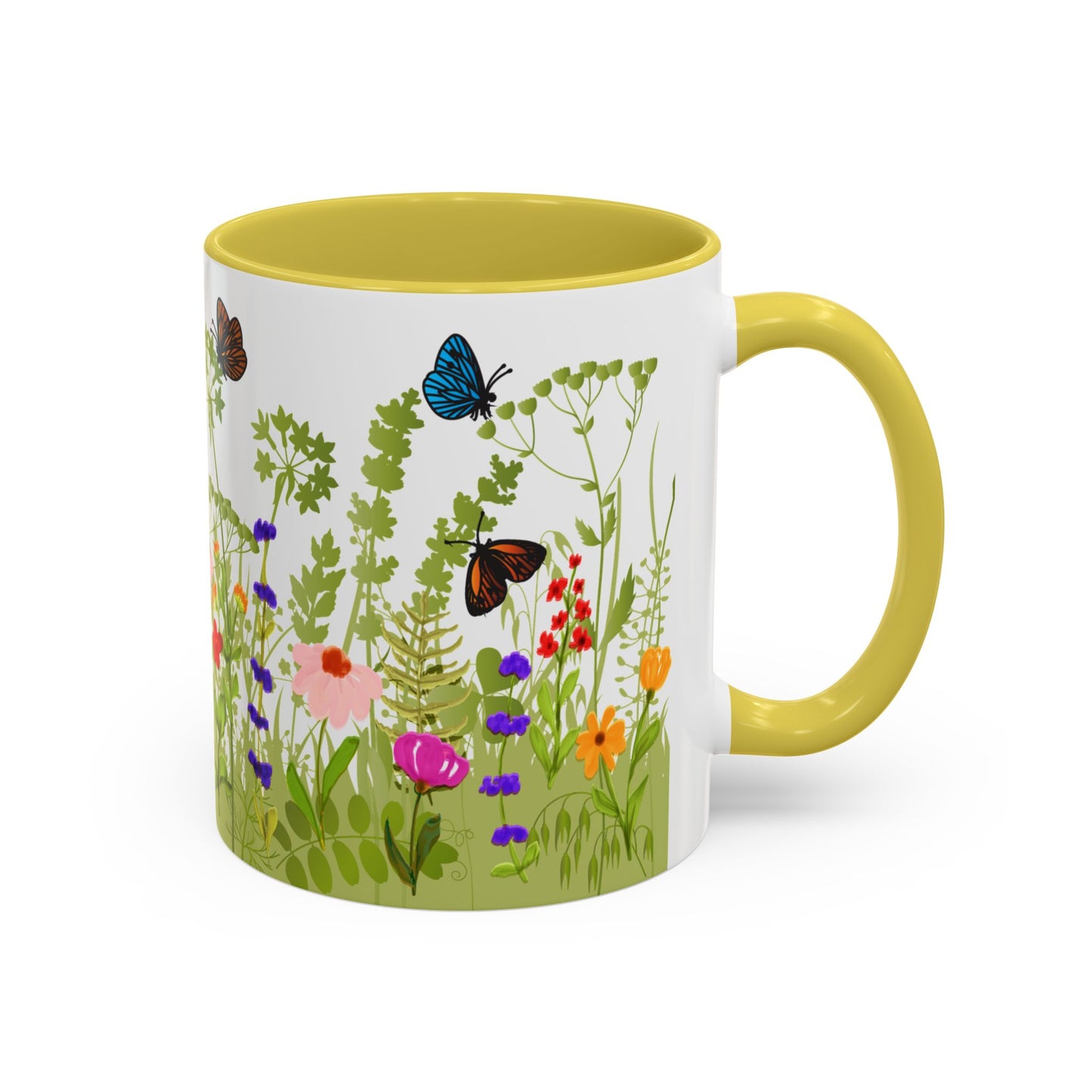 Watercolor Wildflower Mug 2 - Botanical Floral Coffee Mug - Gift for Moms, Gardeners, Art Lovers, Spring & Easter - Ceramic Mug with Color Inside (11oz, 15oz)