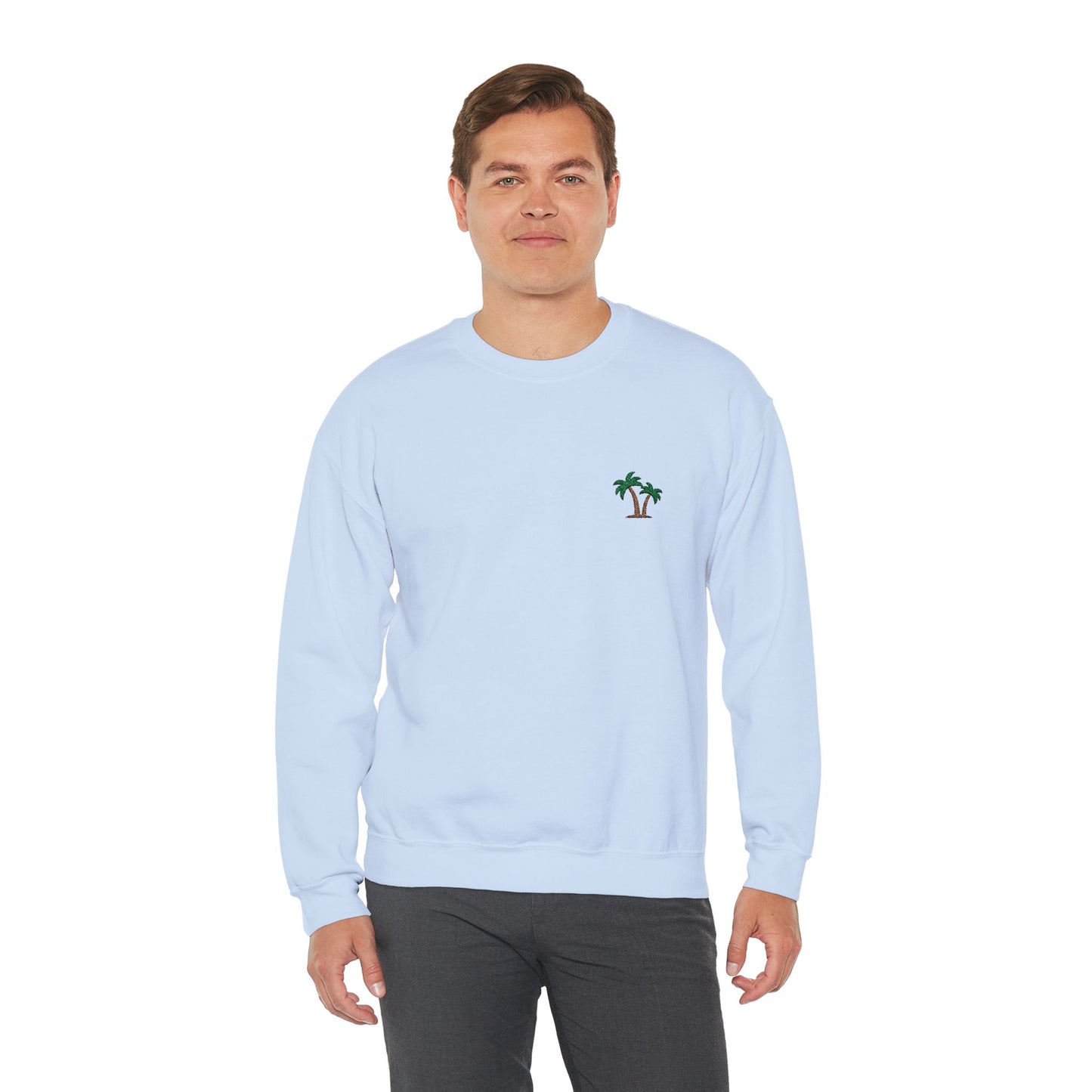 Palm Tree Embroidered Sweatshirt for Beach and Vacation Enthusiasts