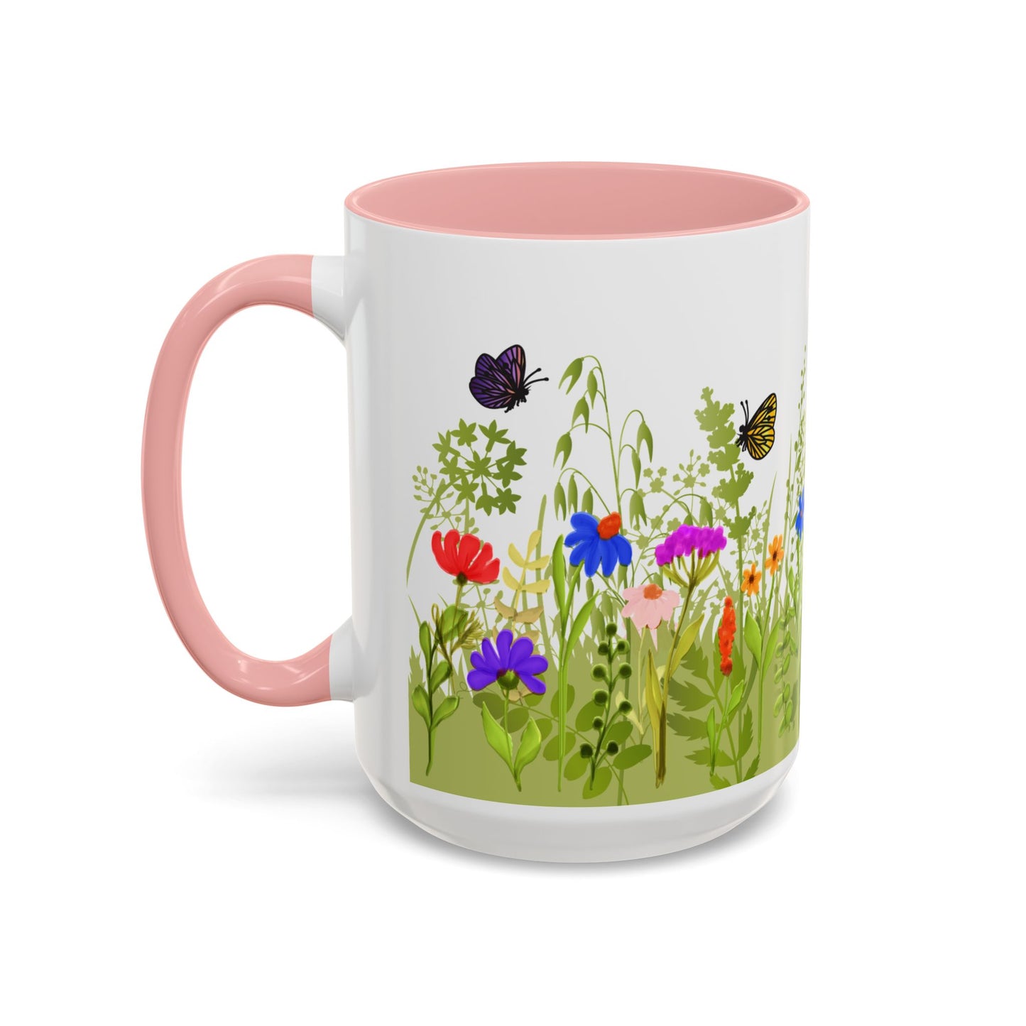 Watercolor Wildflower Mug - Botanical Floral Coffee Mug - Gift for Moms, Gardeners, Art Lovers, Spring & Easter - Ceramic Mug with Color Inside (11oz, 15oz)