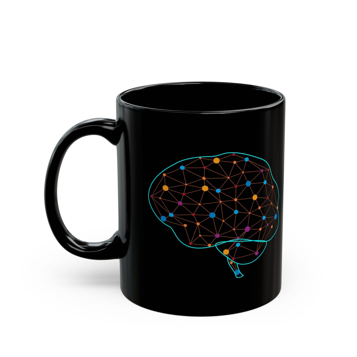 Neurology Brain Art Coffee Mug - Medical Gift for Neurologist, Psychiatrist, Psychologist, Doctor (Black, 11oz & 15oz)