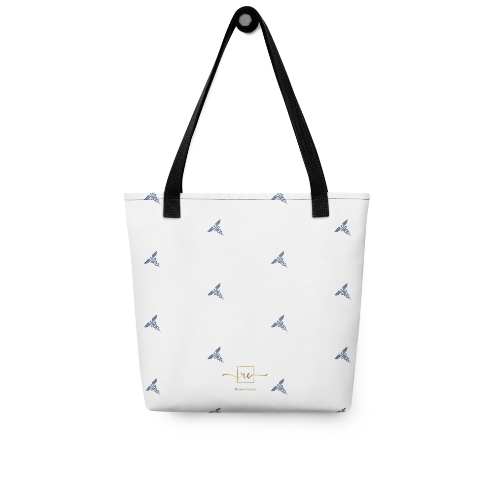 Medical Tote Bag Caduceus Blue Symbol Pattern by Rom Comis