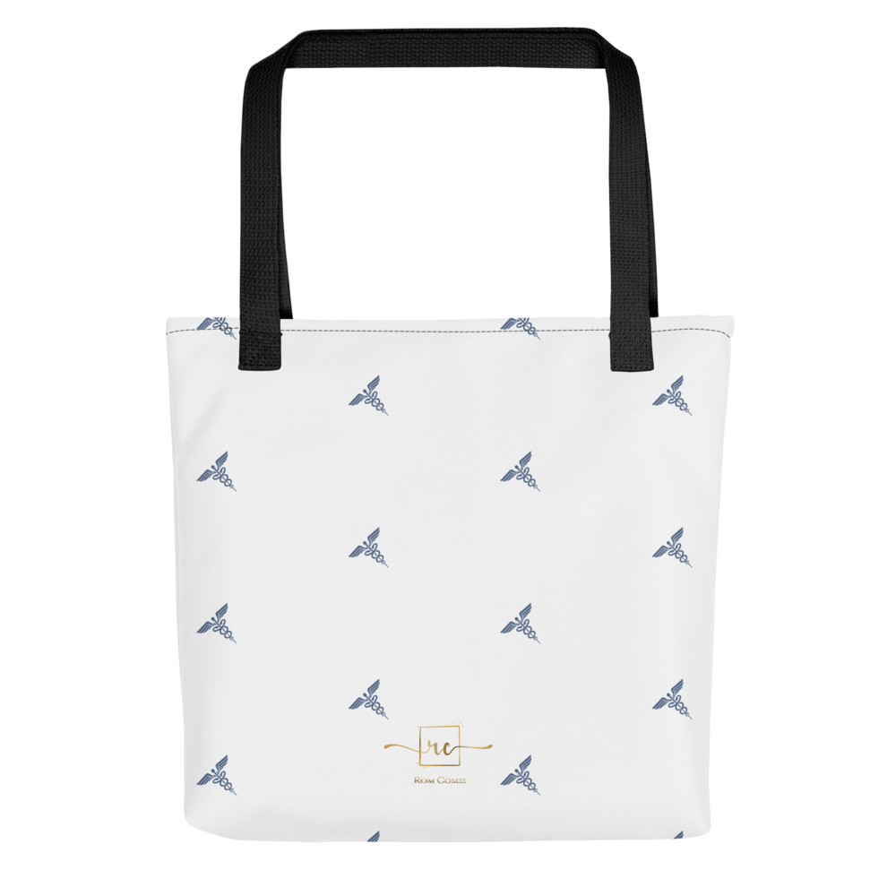 Medical Tote Bag Caduceus Blue Symbol Pattern by Rom Comis