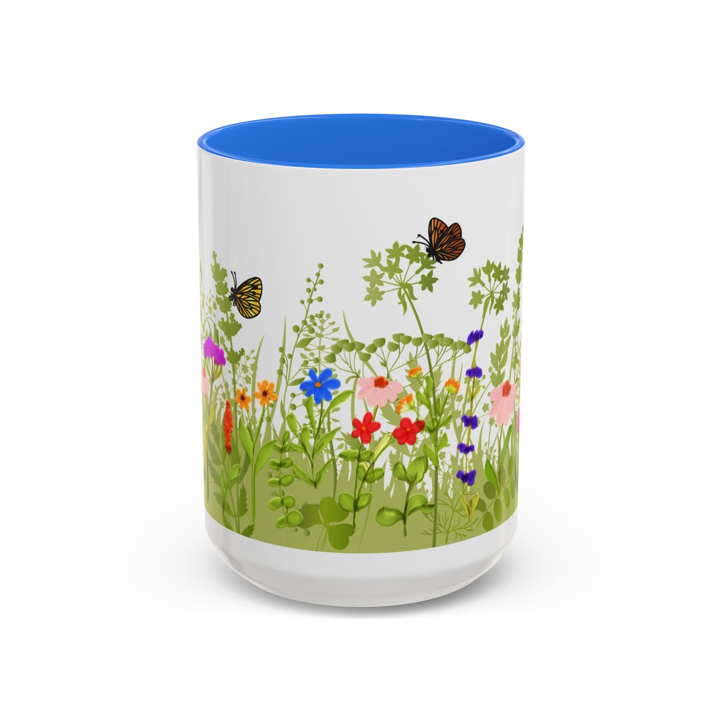Watercolor Wildflower Mug 2 - Botanical Floral Coffee Mug - Gift for Moms, Gardeners, Art Lovers, Spring & Easter - Ceramic Mug with Color Inside (11oz, 15oz)