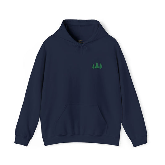 Pine Trees Embroidered Hooded Sweatshirt