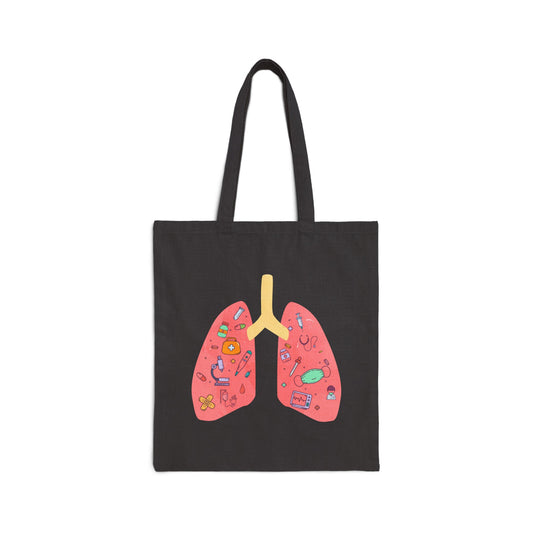Medical Cartoon Lung Cotton Canvas Tote - Medical Humor